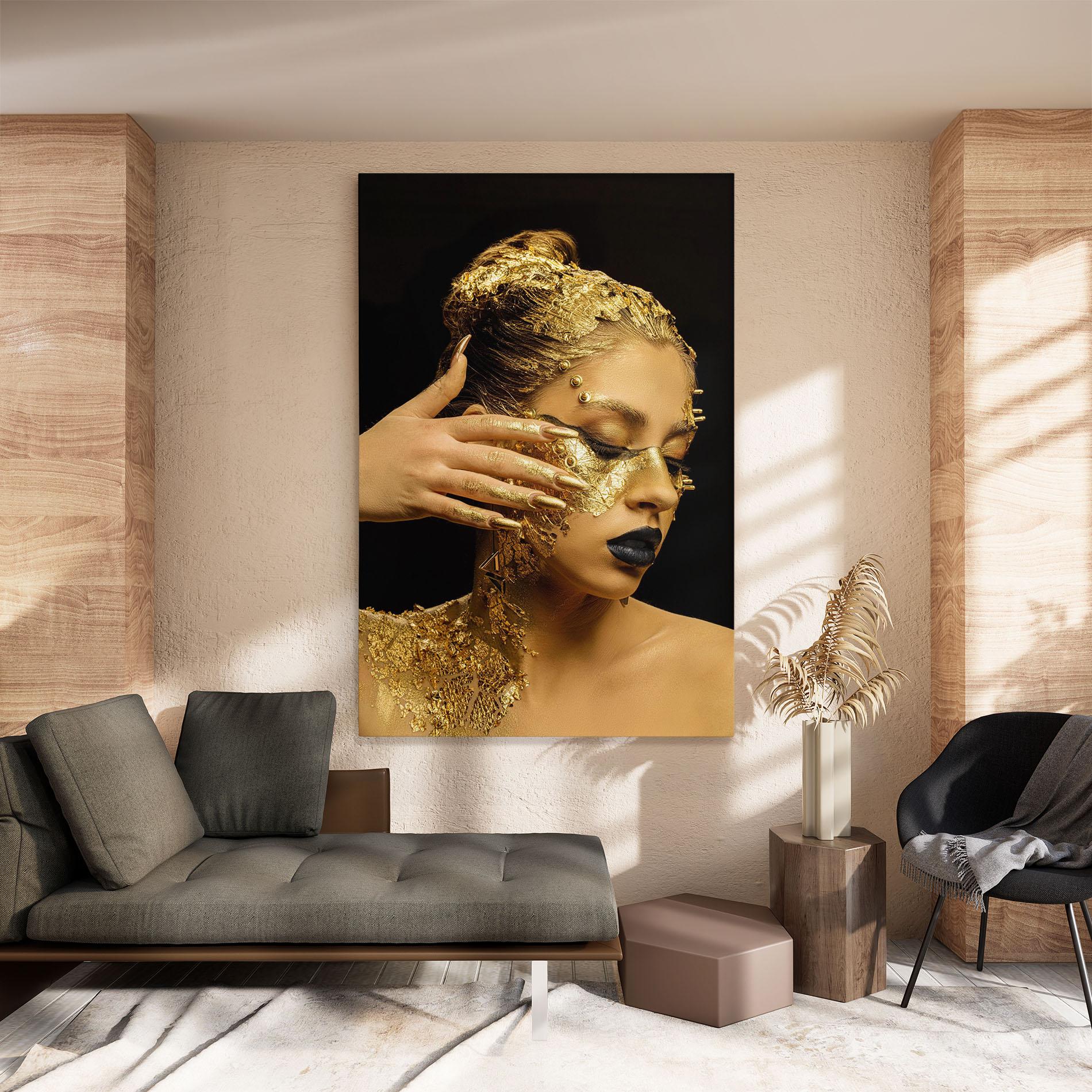 Leinwandbild Festive Golden Makeup mockup 8