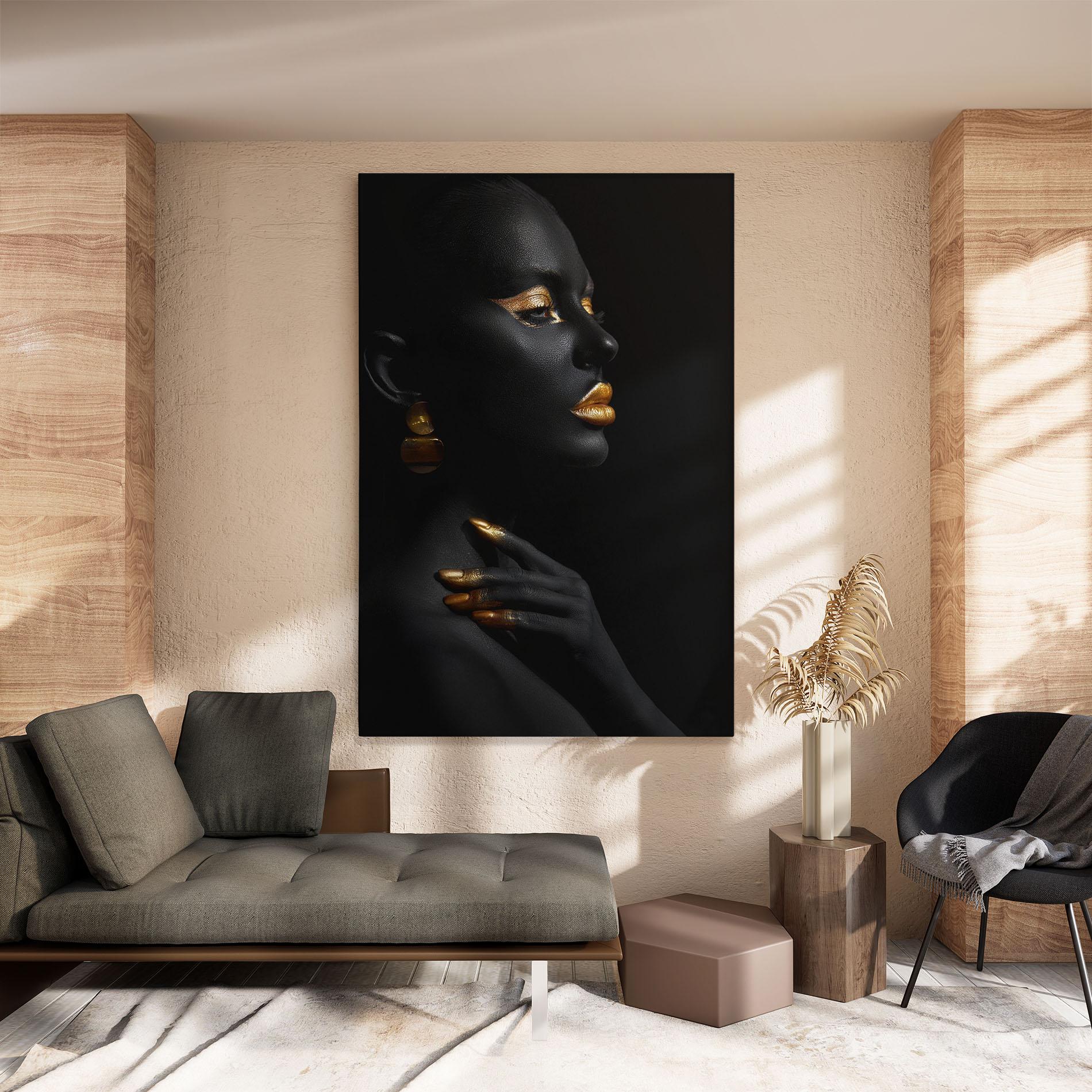 Leinwandbild Lips Gold Eyelids mockup 8