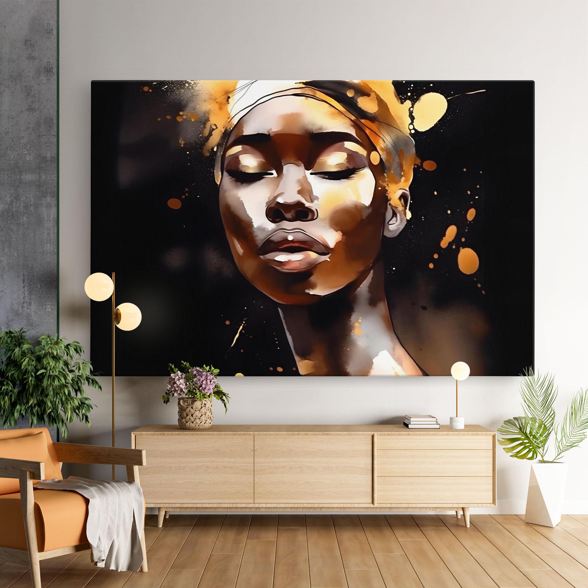 Leinwandbild Abstract Gold Woman mockup 9