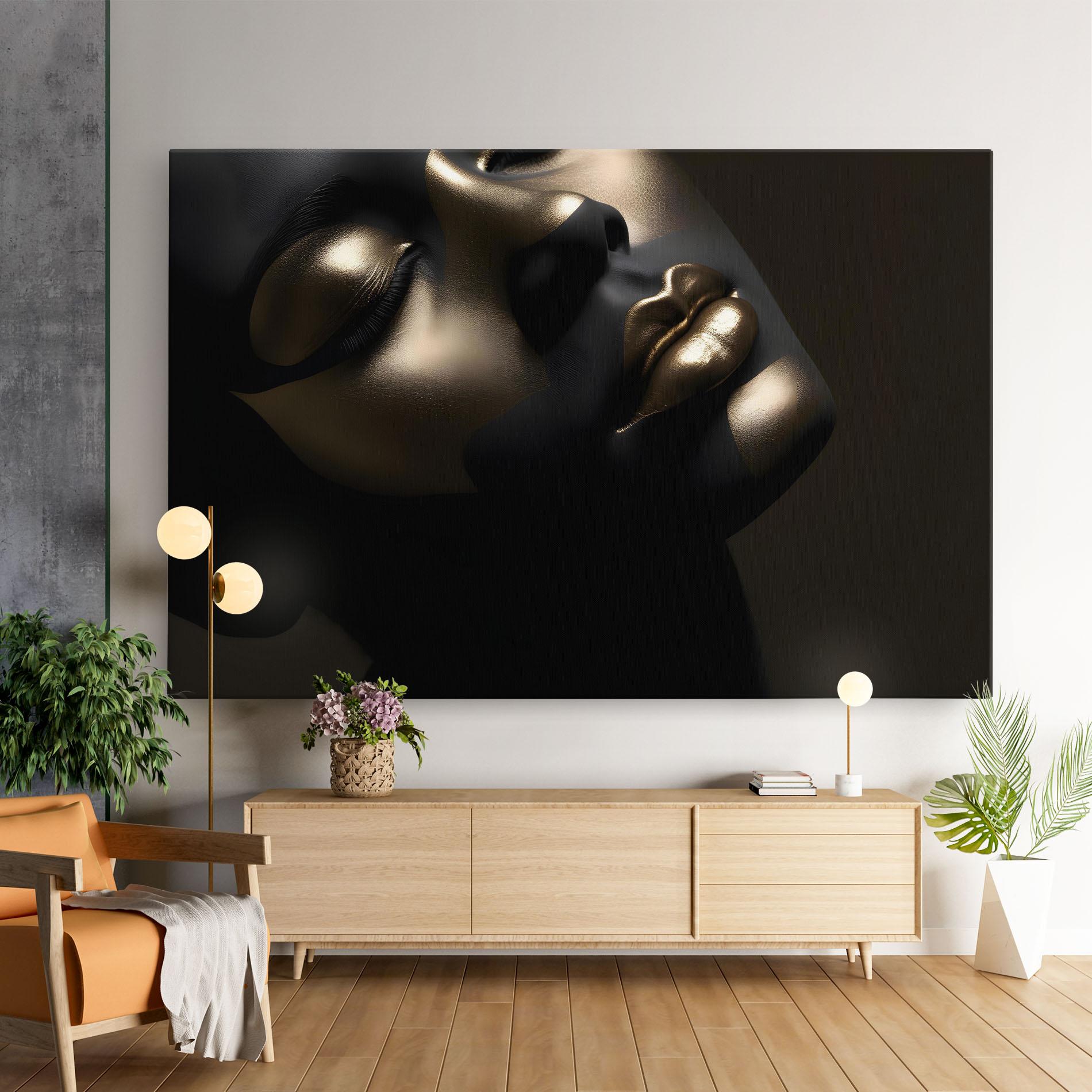 Leinwandbild Dark Gold Face mockup 9