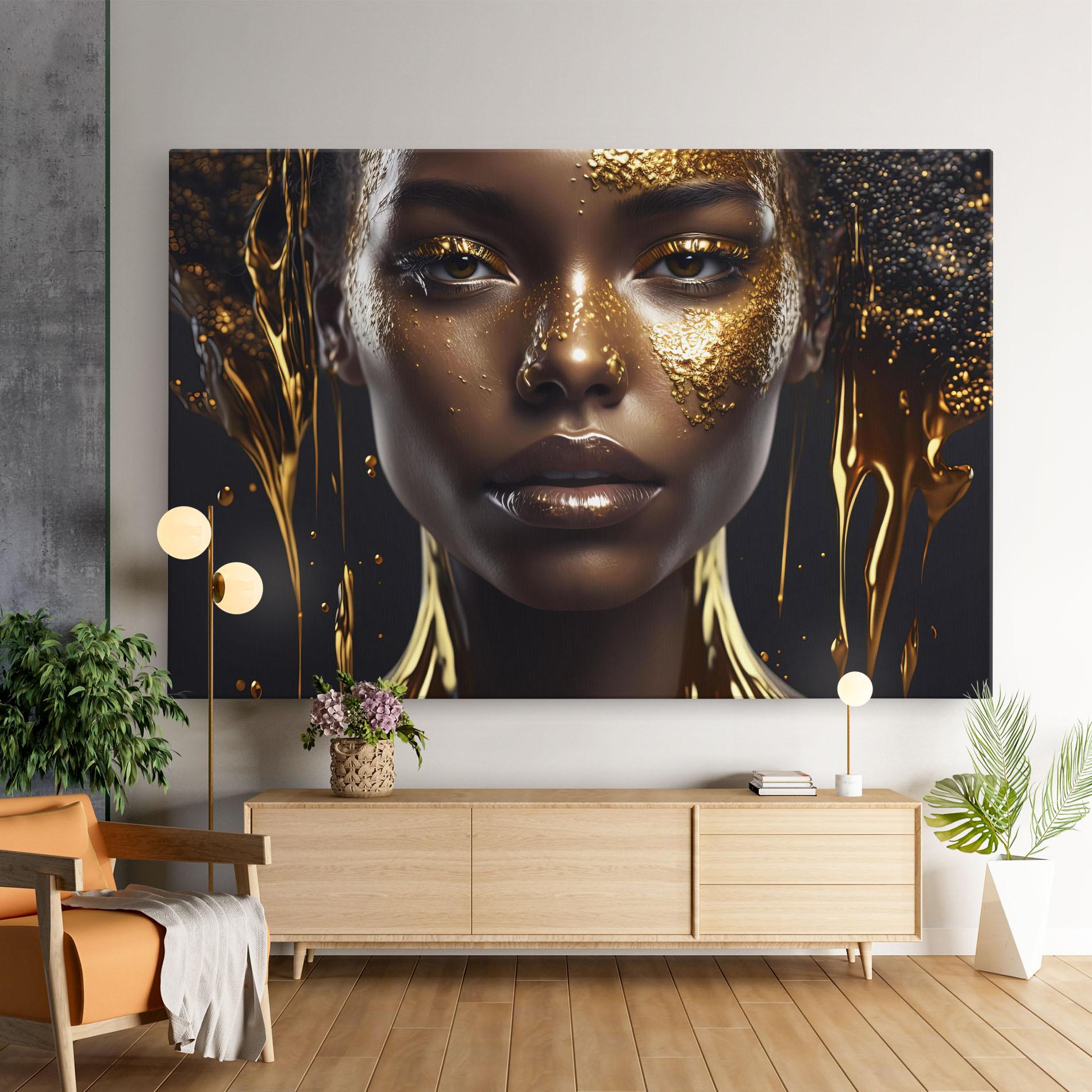 Leinwandbild Gold Portrait Falling mockup 9