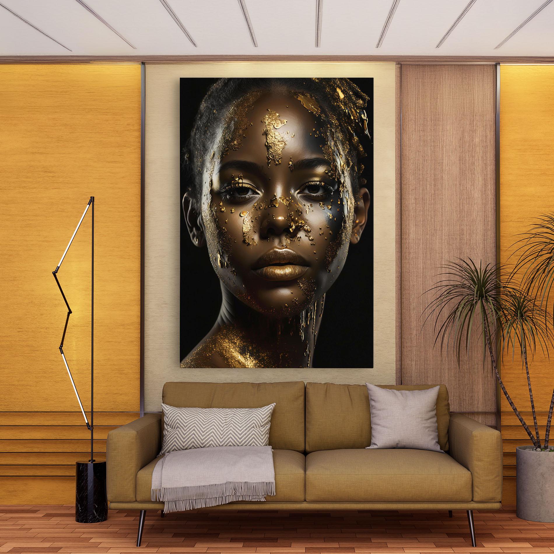 Leinwandbild Attractive Gold Woman mockup 9