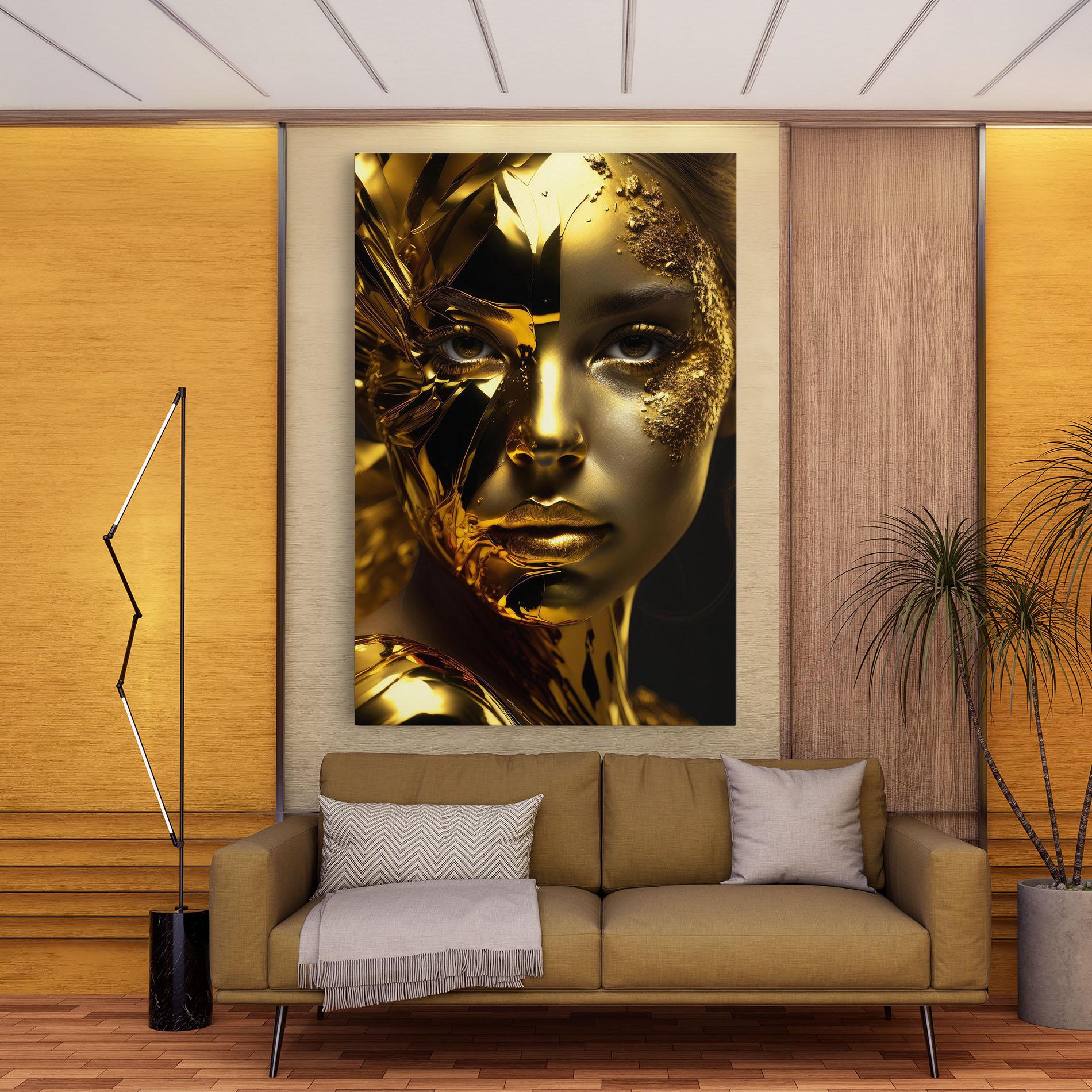 Leinwandbild Covered By Gold mockup 9