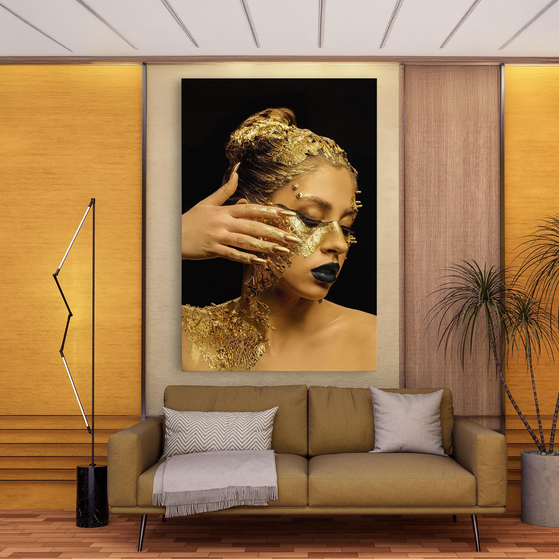 Leinwandbild Festive Golden Makeup mockup 9