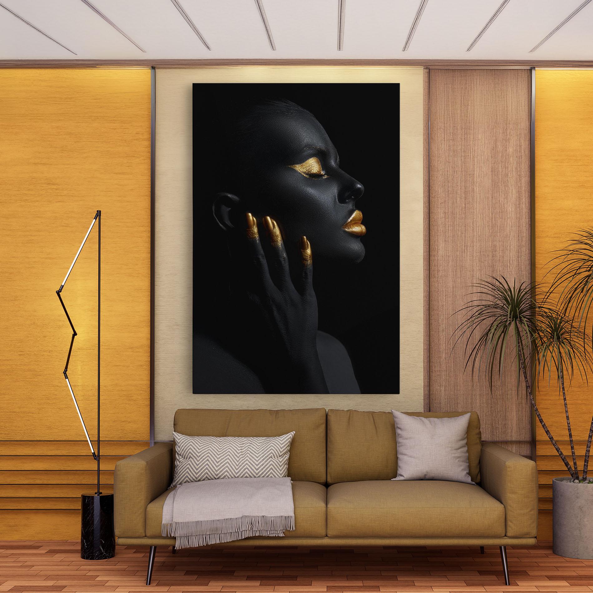 Leinwandbild Gold Black Paint mockup 9