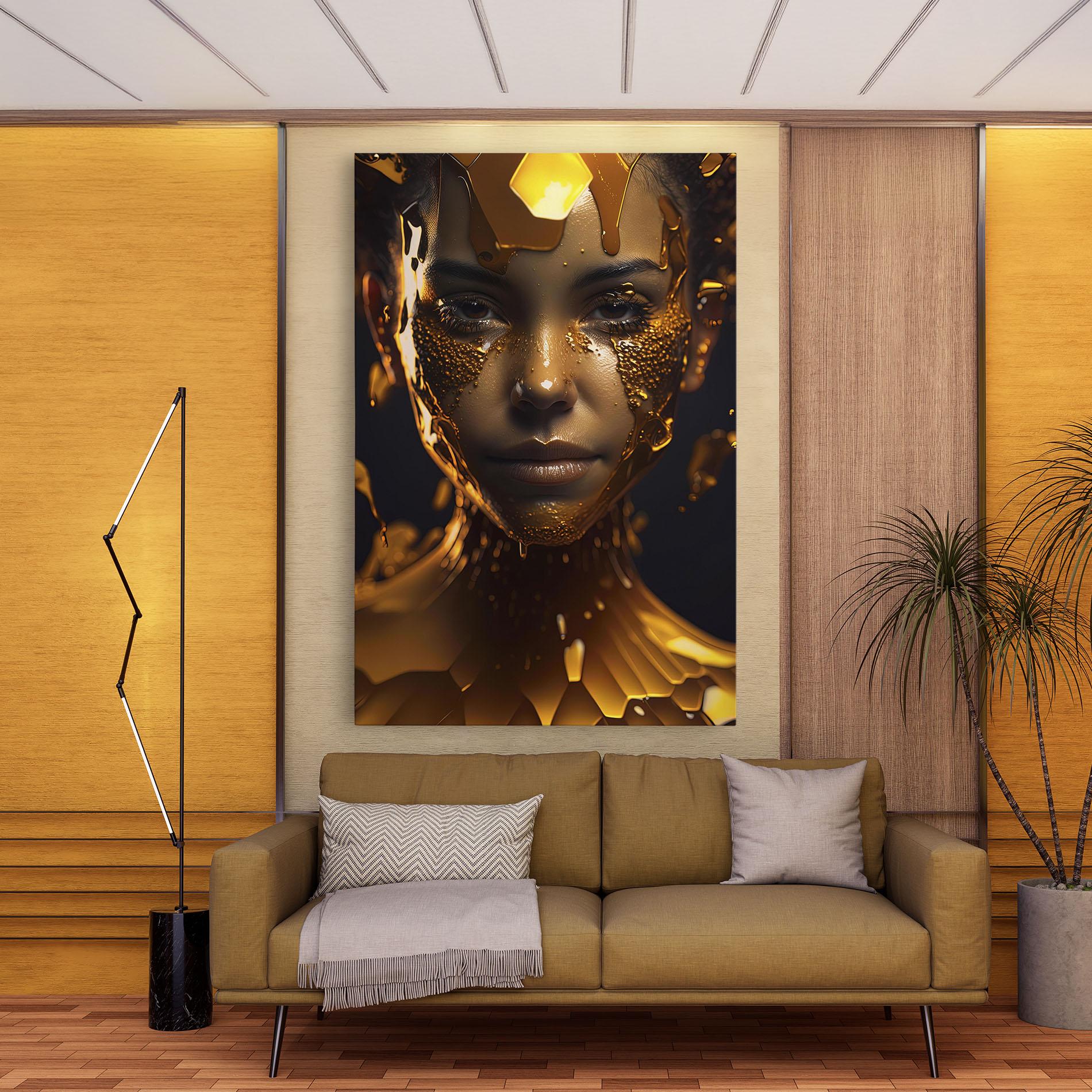 Leinwandbild Gold Honeycomb Girl mockup 9