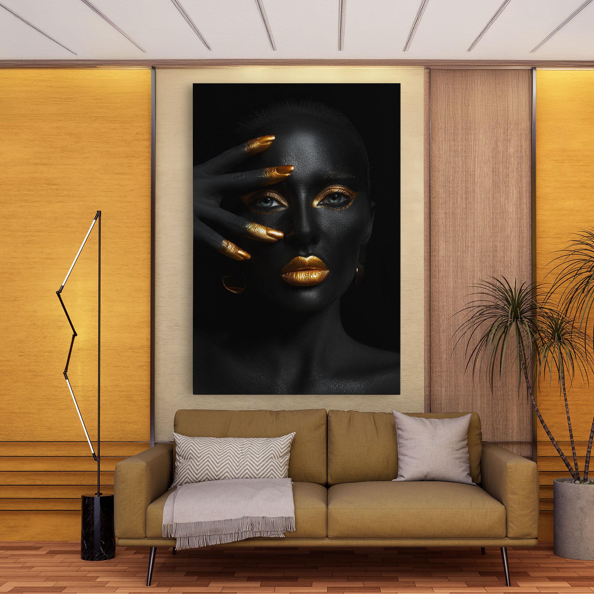 Leinwandbild Gold Makeup Nails mockup 9