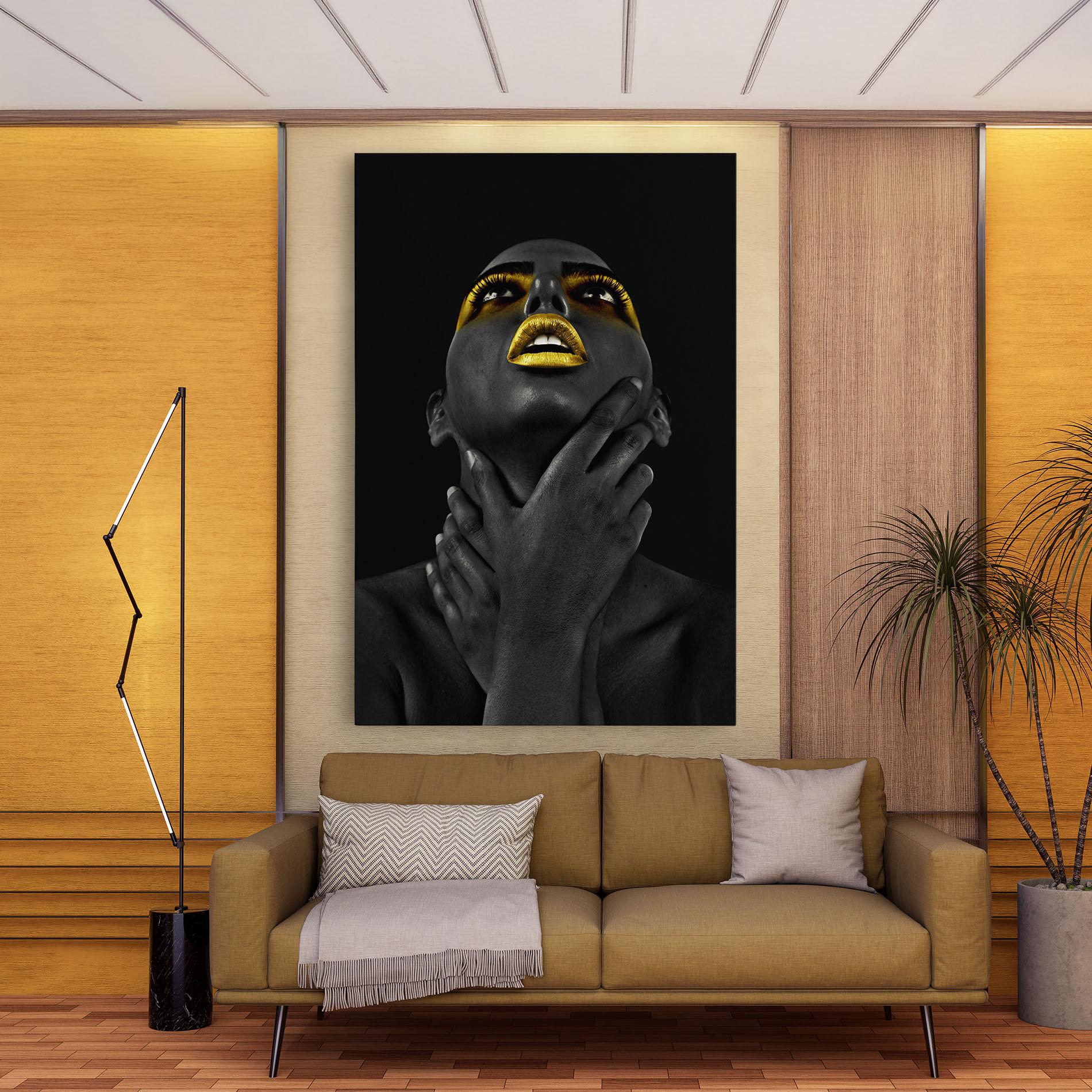 Leinwandbild Golden Lips Women mockup 9