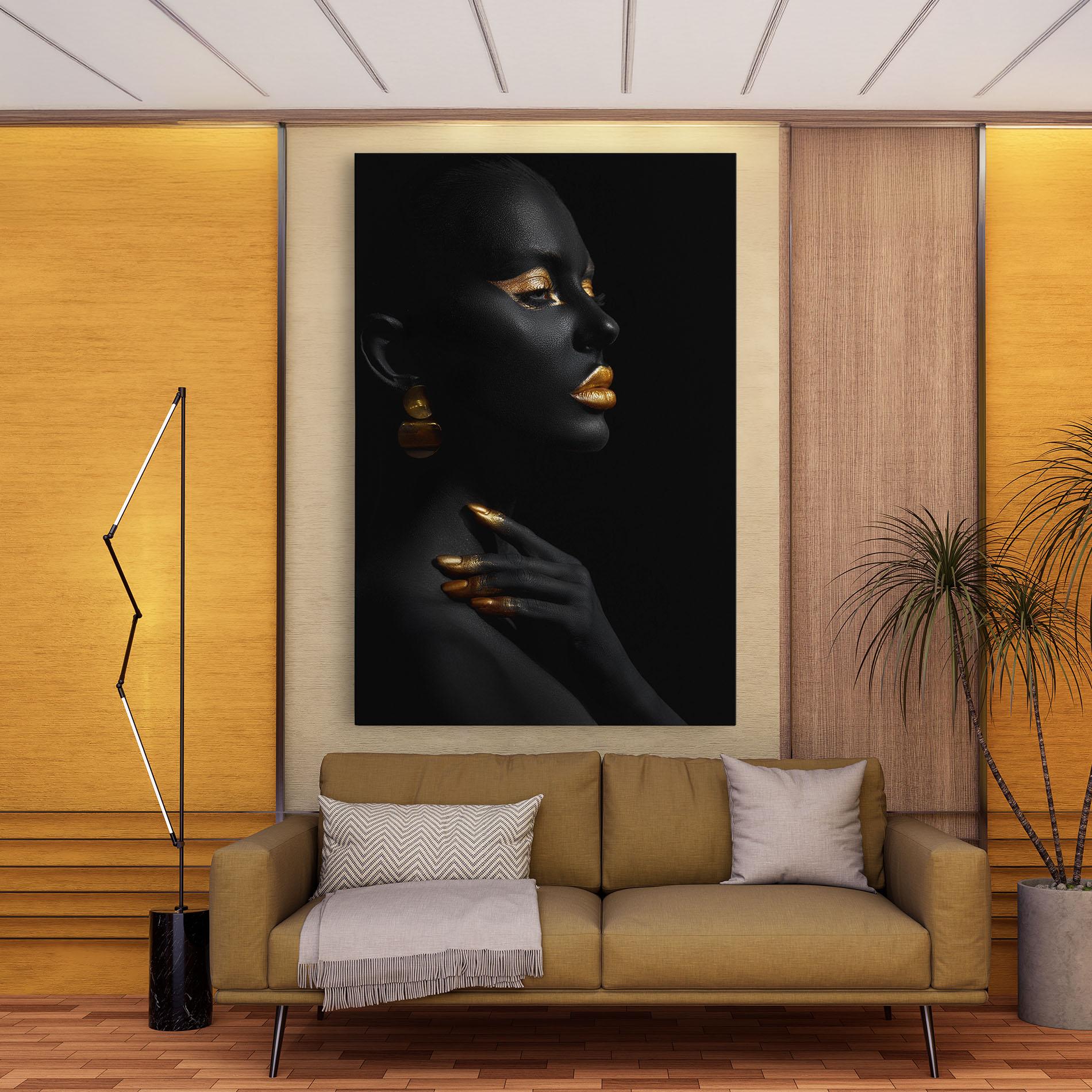 Leinwandbild Lips Gold Eyelids mockup 9