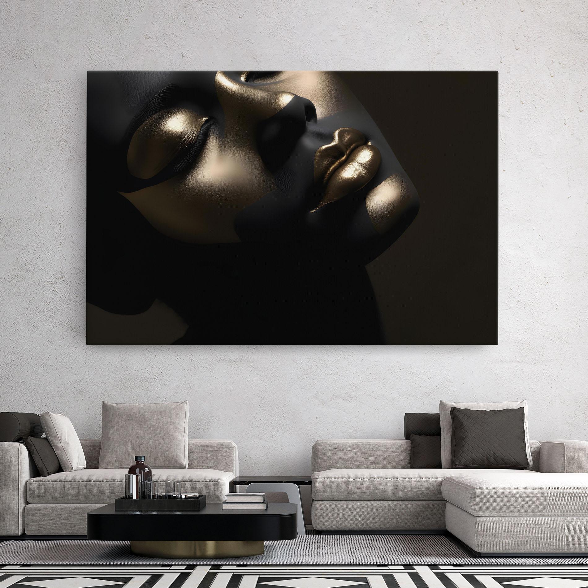 Leinwandbild Dark Gold Face mockup 2