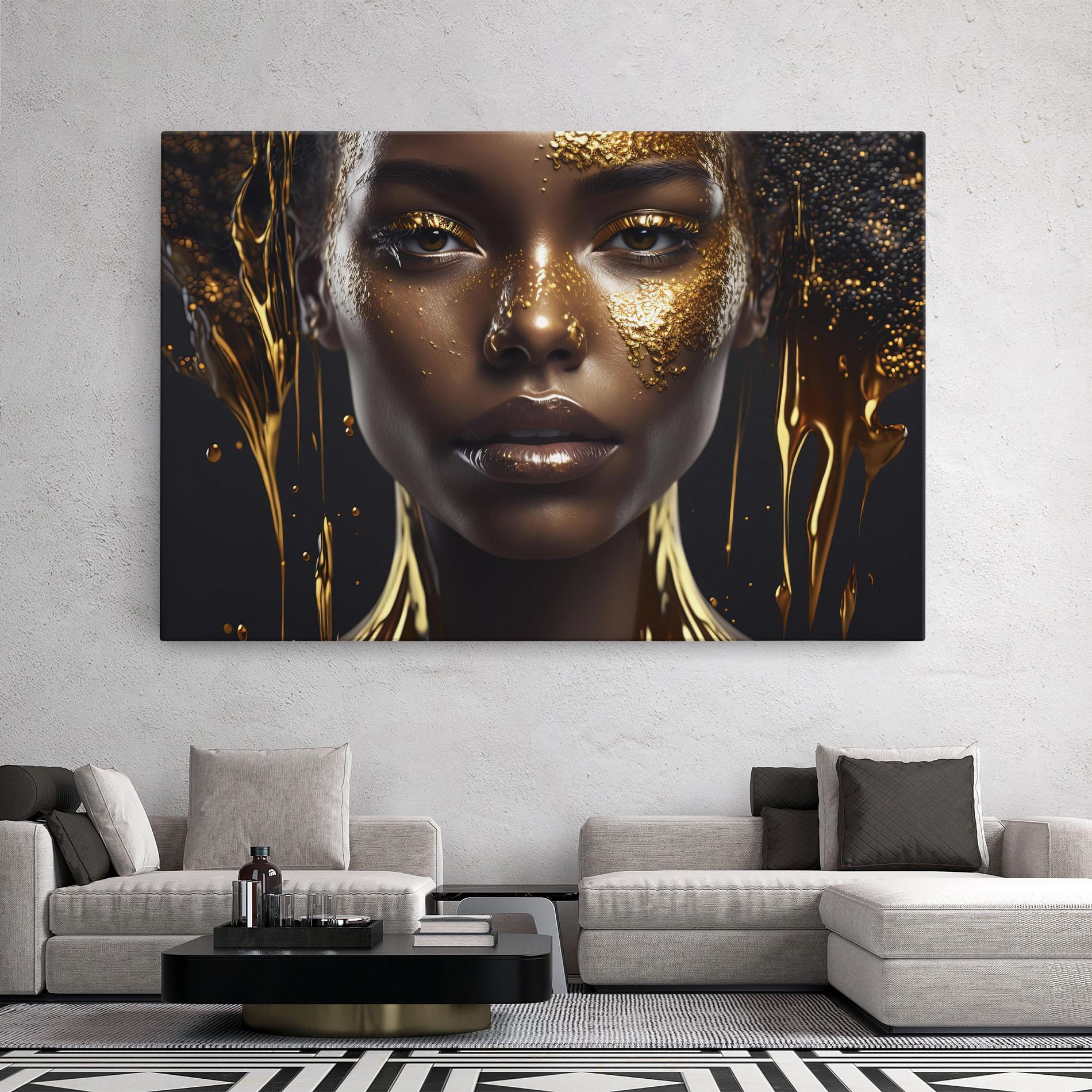 Leinwandbild Gold Portrait Falling mockup 2
