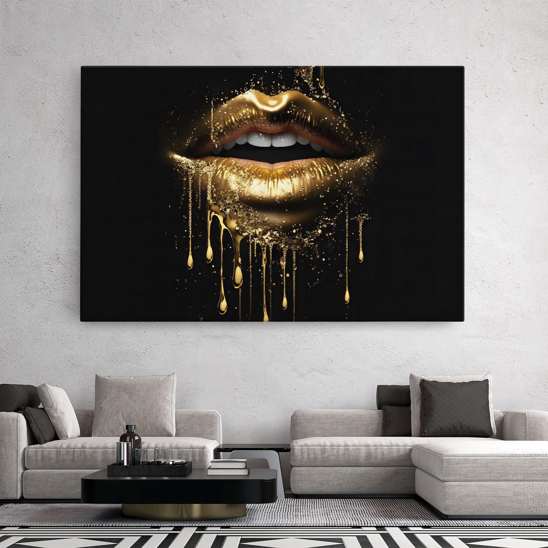 Leinwandbild Golden Luxury Lips mockup 2