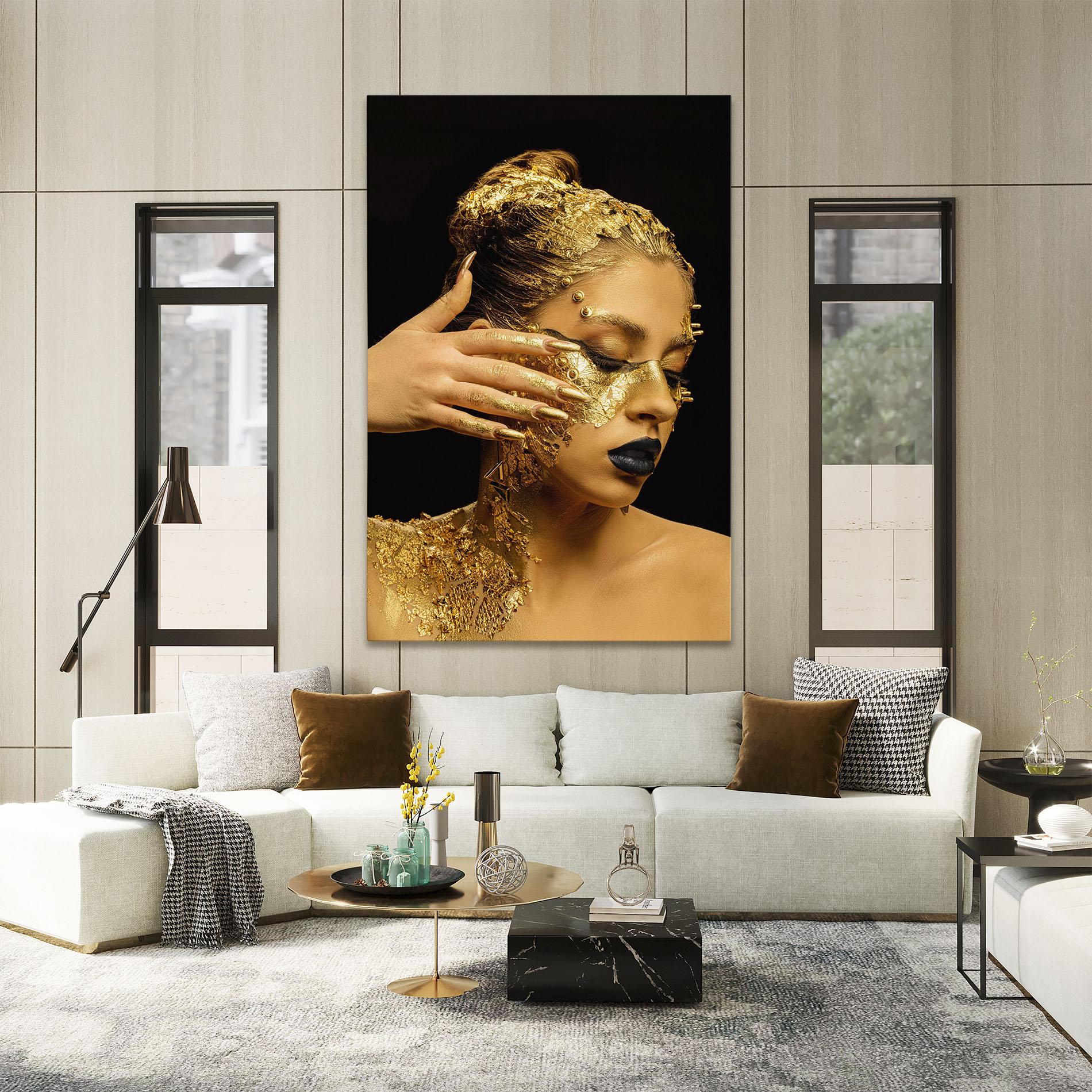 Leinwandbild Festive Golden Makeup mockup 2