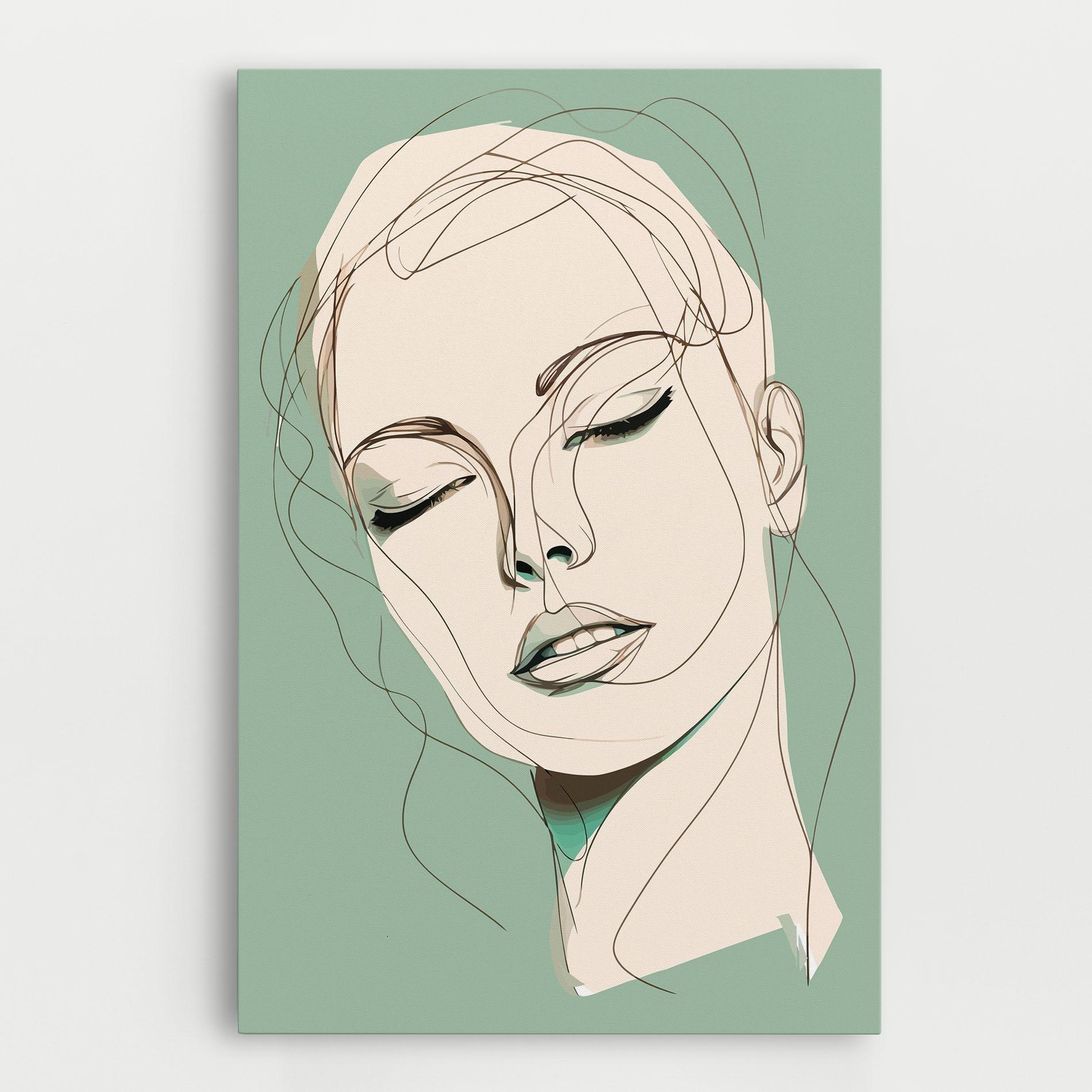 Leinwandbild Green White Face mockup 0