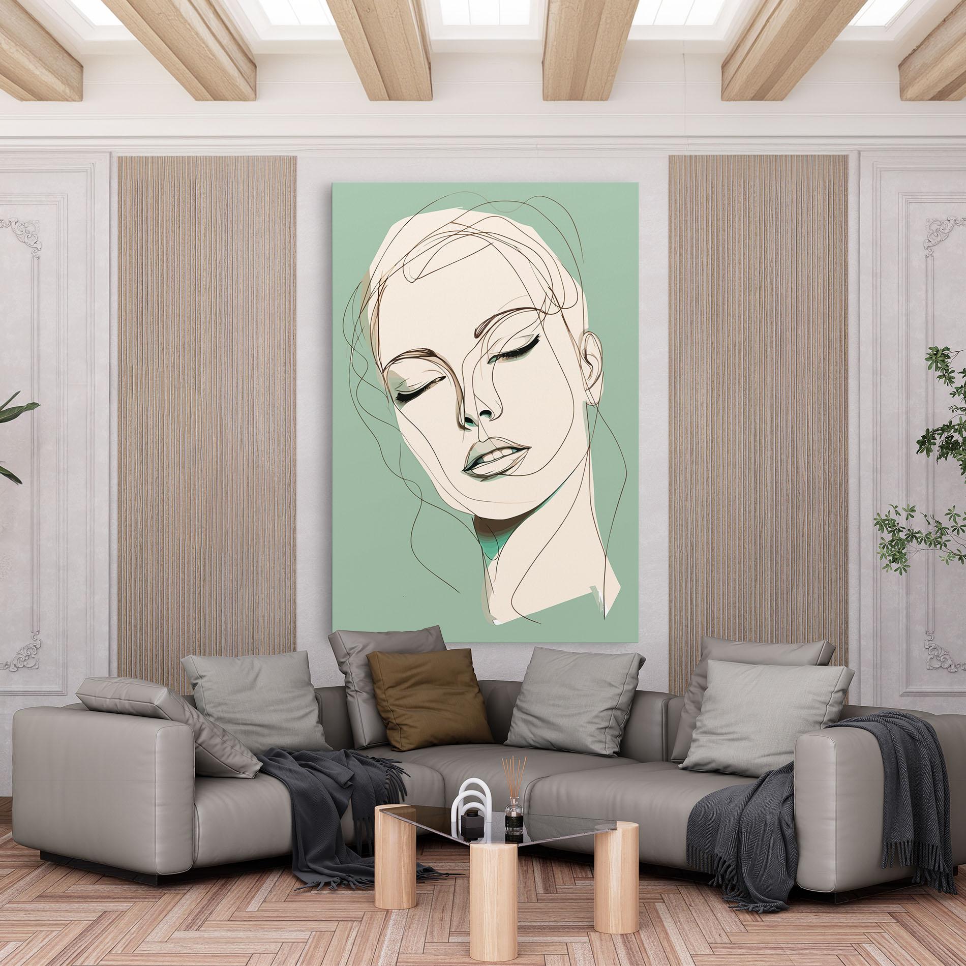 Leinwandbild Green White Face mockup 6