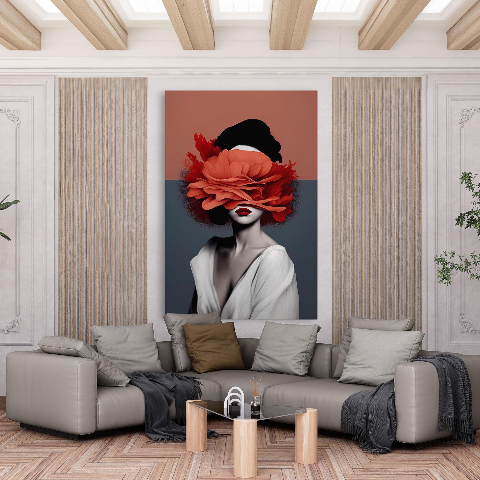 Leinwandbild Red Flower Woman mockup 6