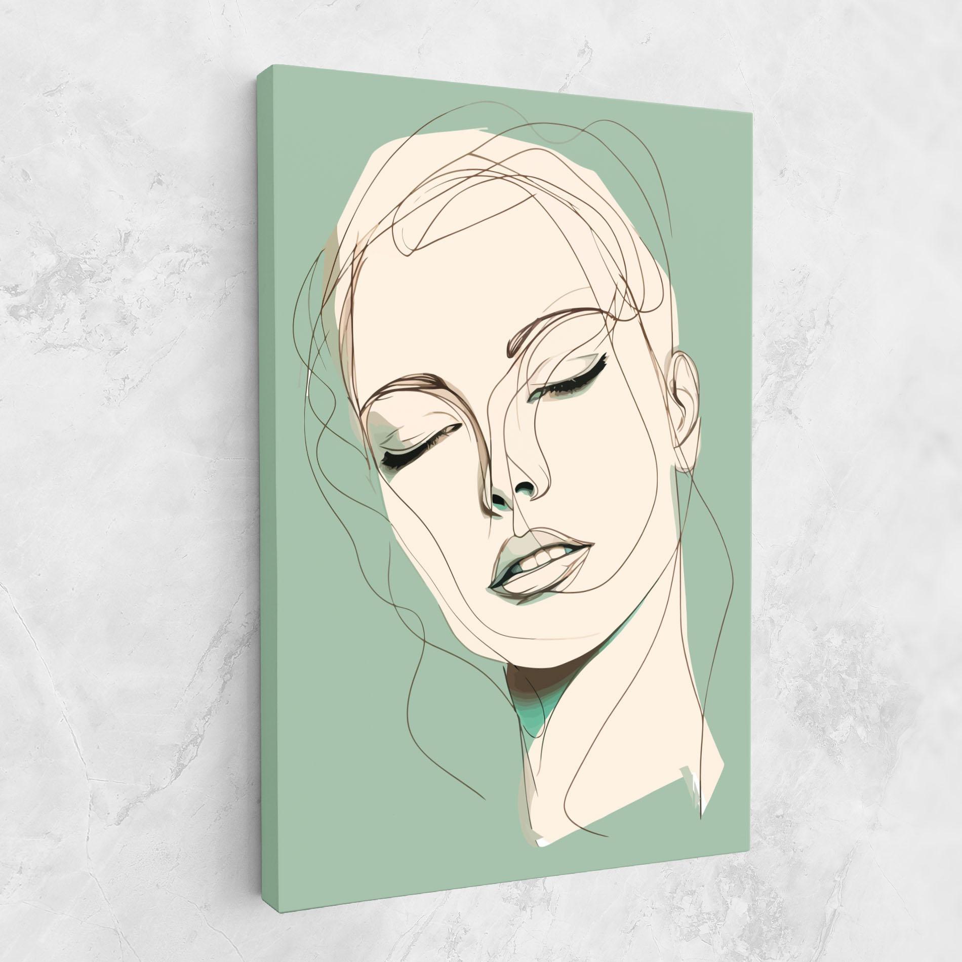 Leinwandbild Green White Face mockup 1