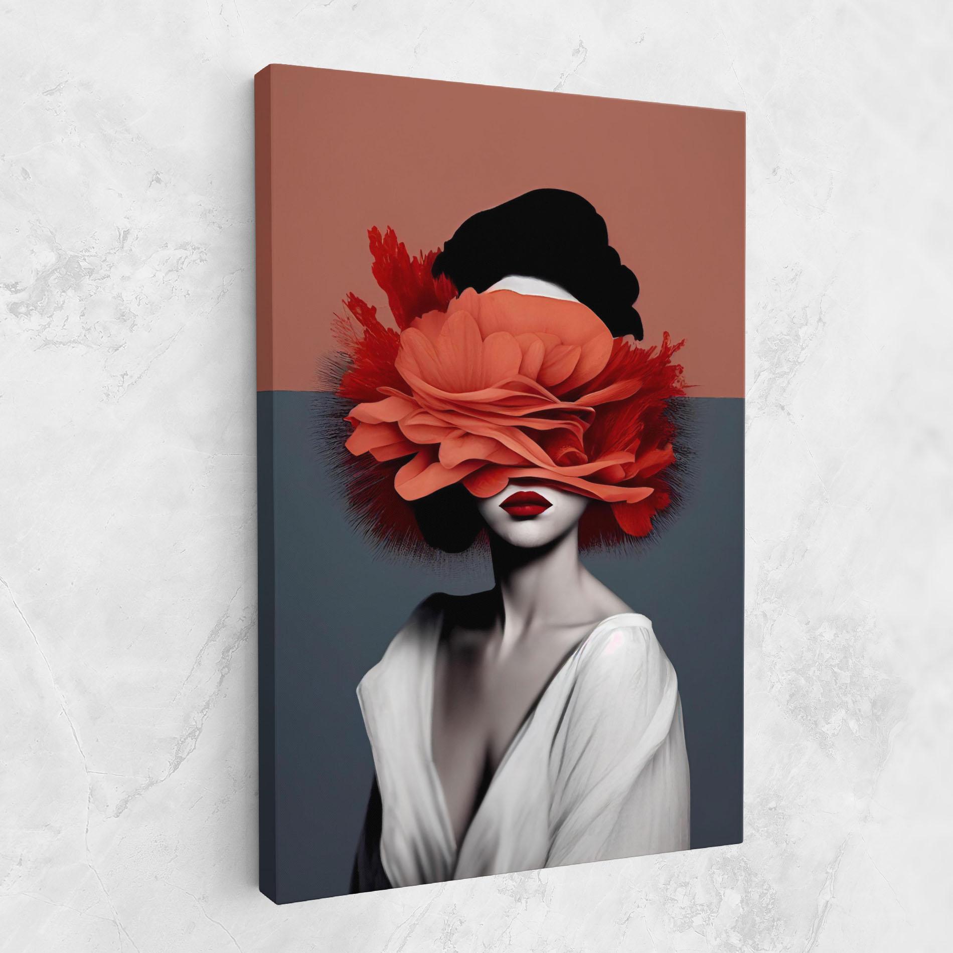 Leinwandbild Red Flower Woman mockup 1