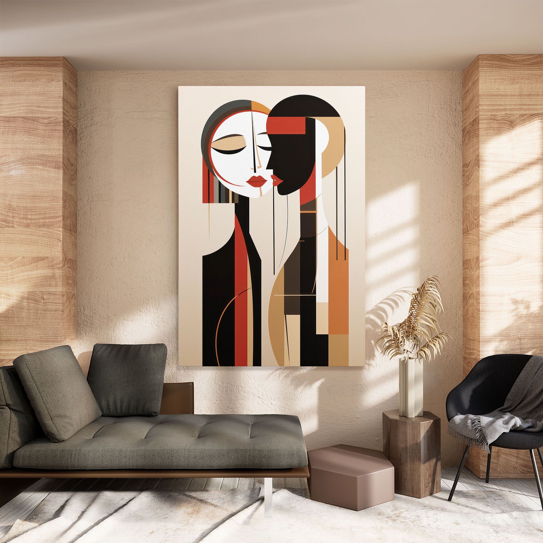 Abstract Couple Kissing mockup 8