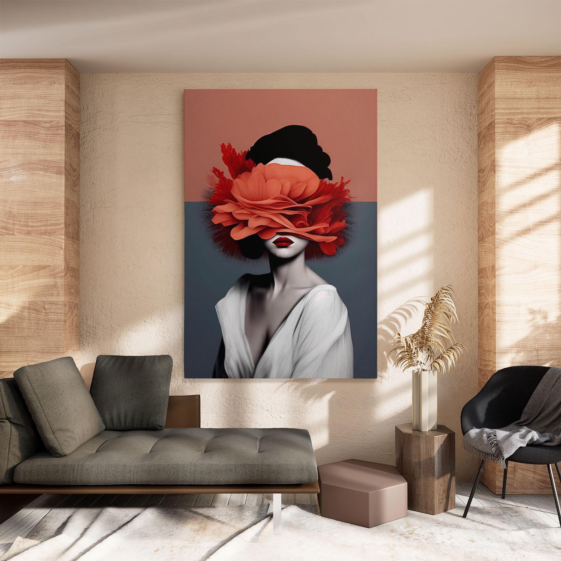 Leinwandbild Red Flower Woman mockup 8
