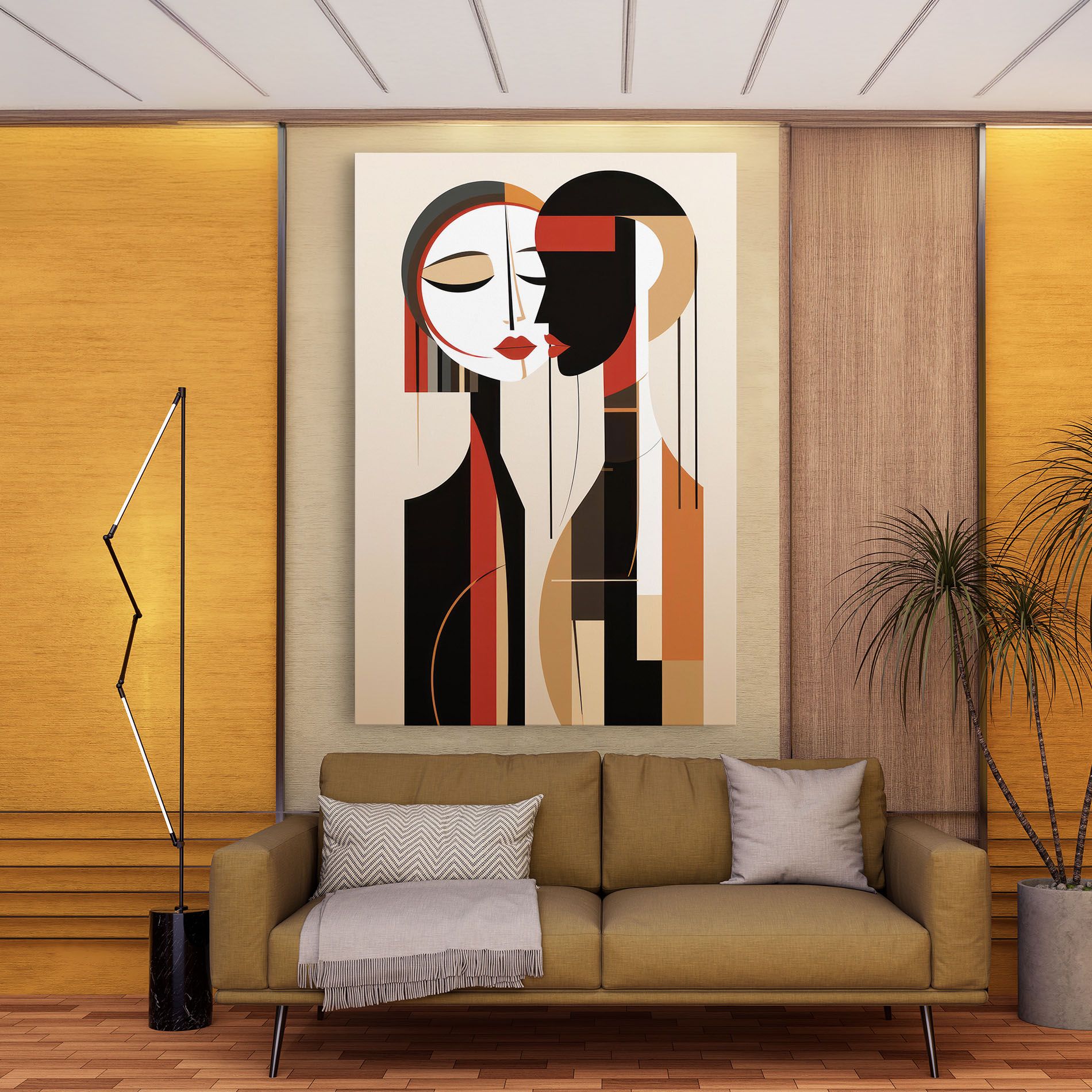 Abstract Couple Kissing mockup 9