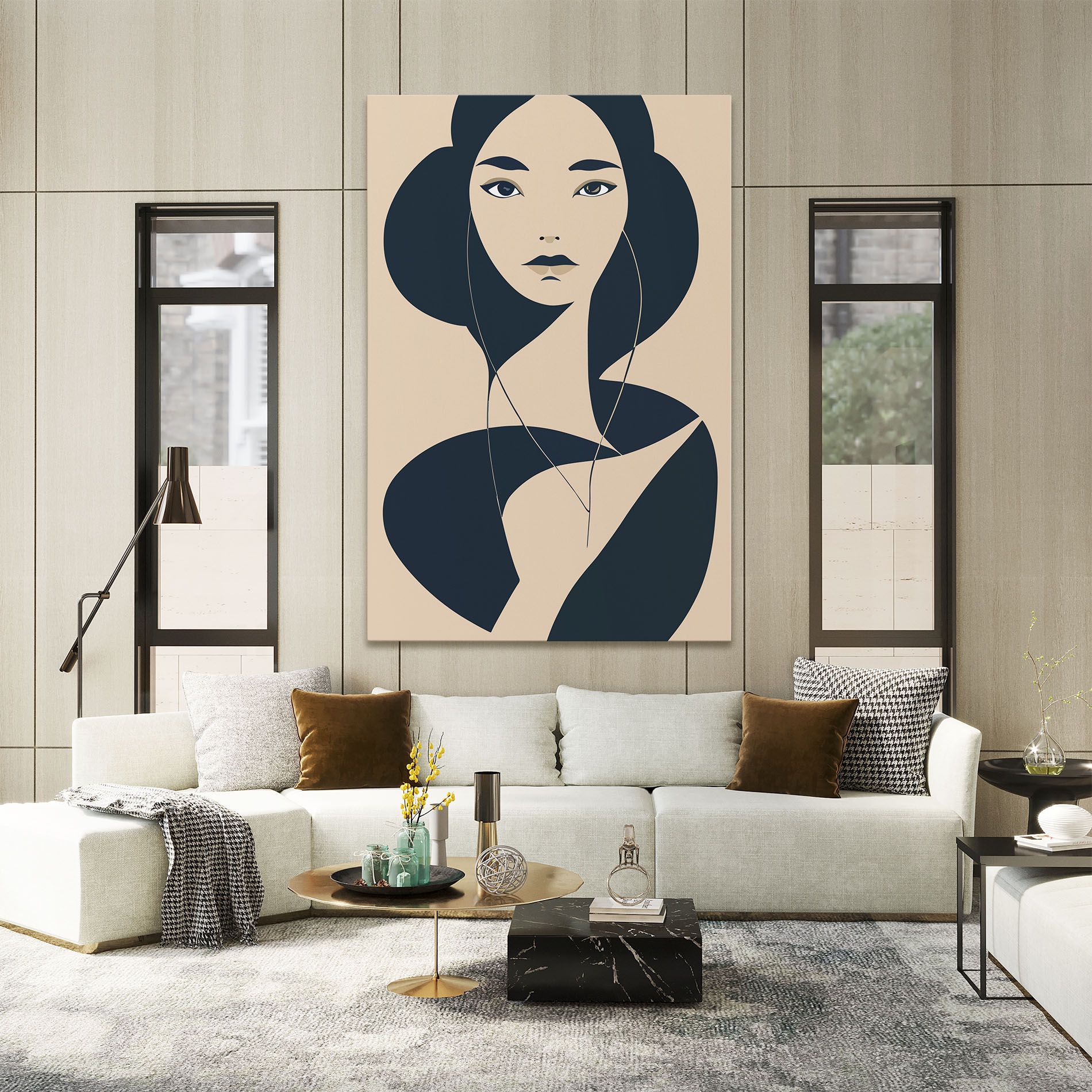 Cream Blue Woman mockup 2