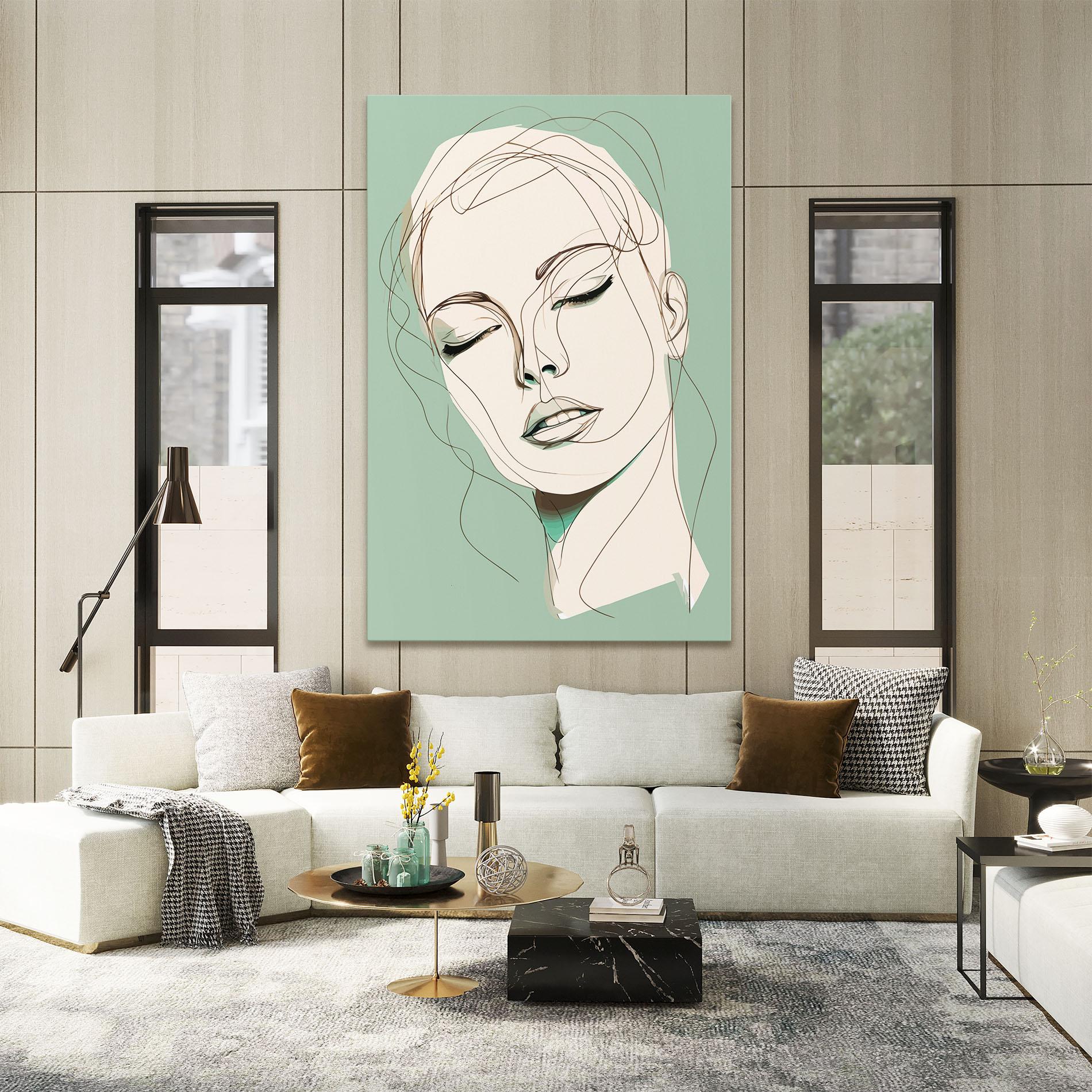 Leinwandbild Green White Face mockup 2