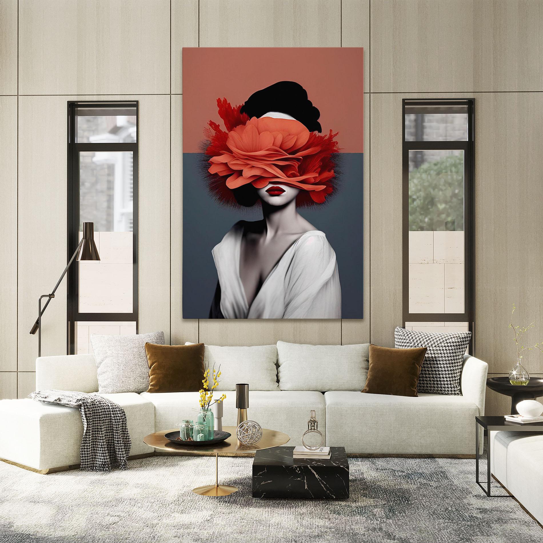 Leinwandbild Red Flower Woman mockup 2
