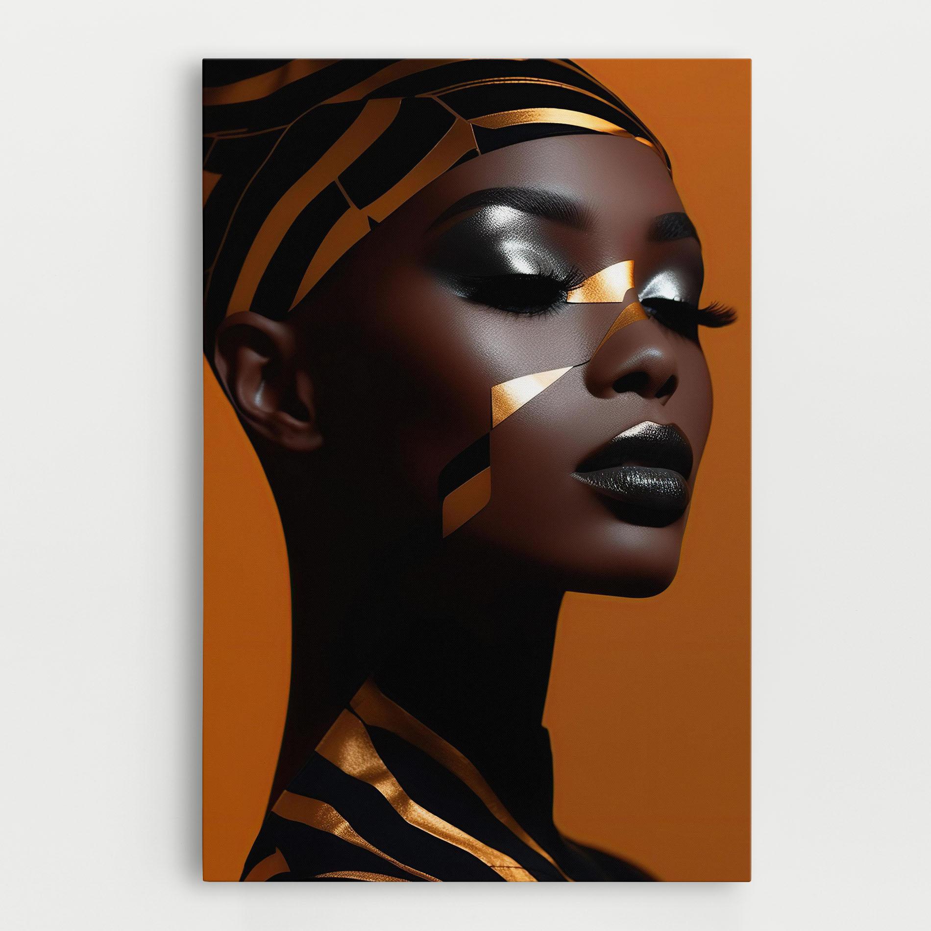 Leinwandbild African Woman On Orange mockup 0