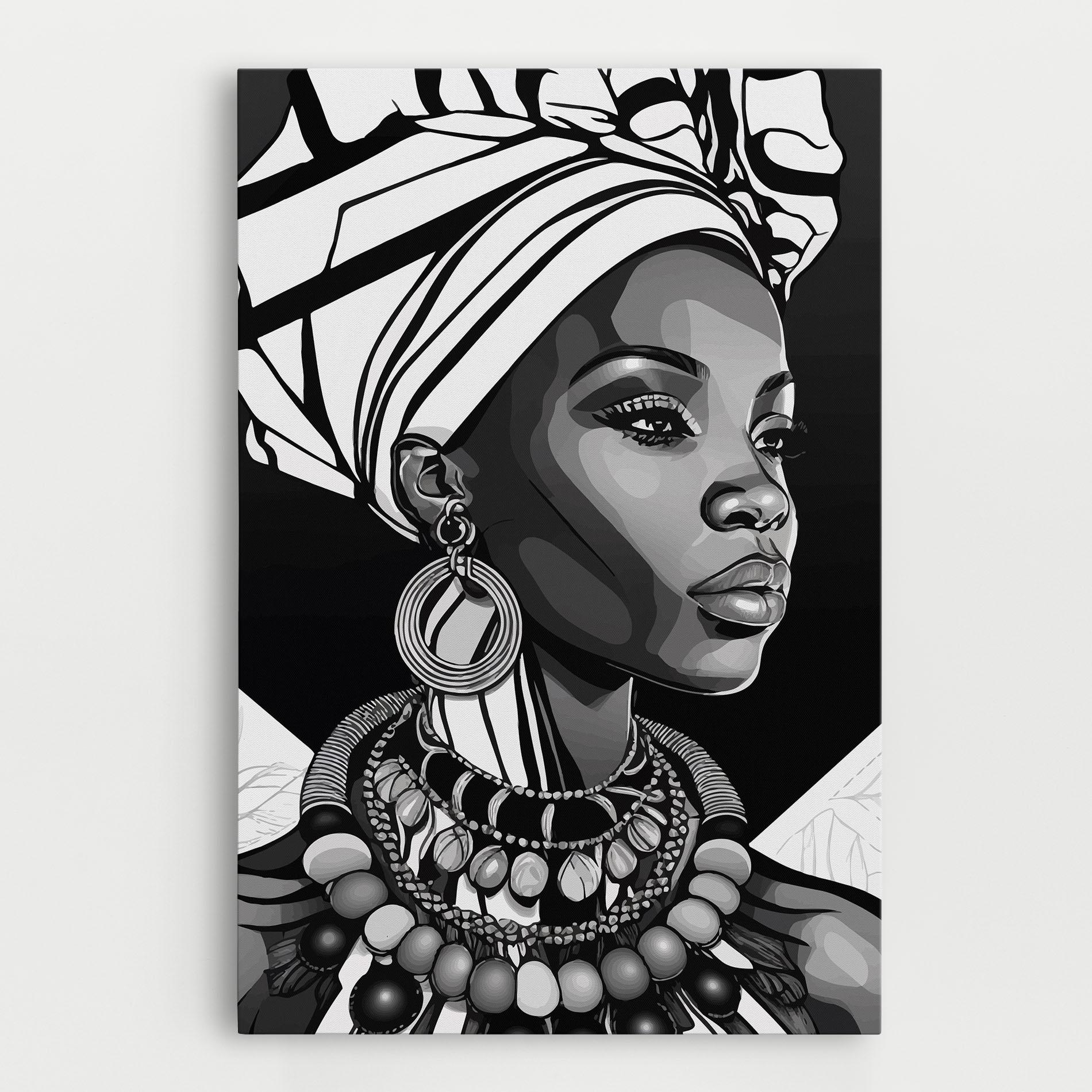 Leinwandbild Black White African mockup 0