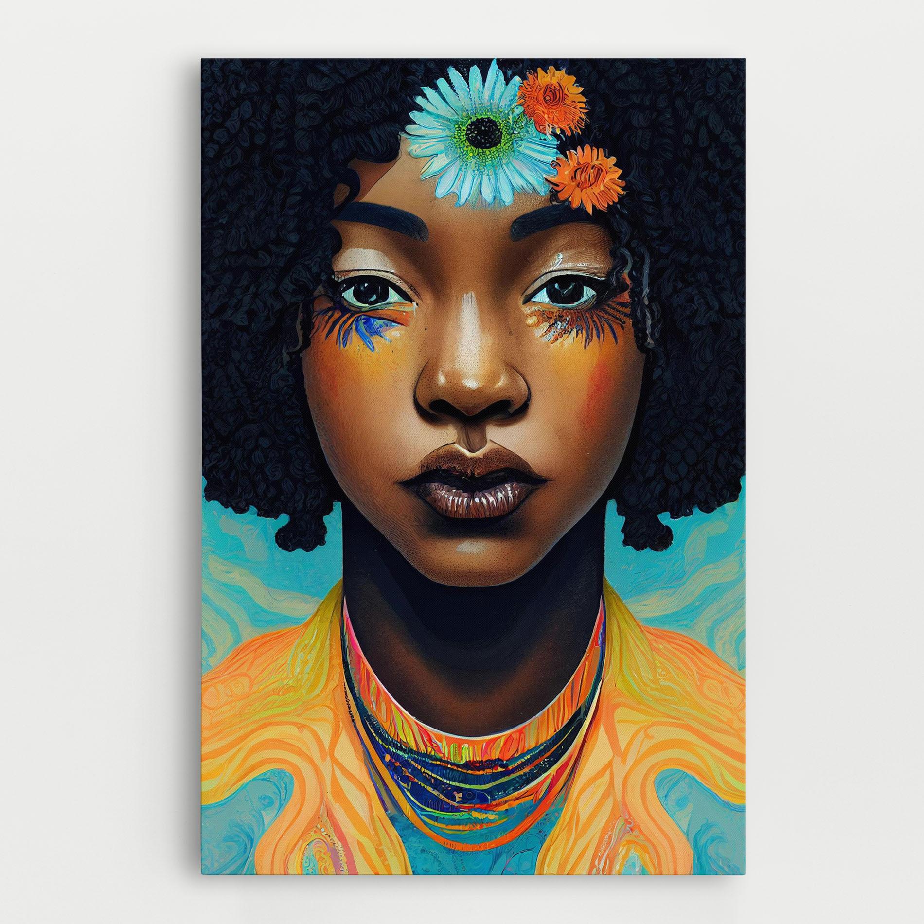 Leinwandbild Portrait With Flowers mockup 0