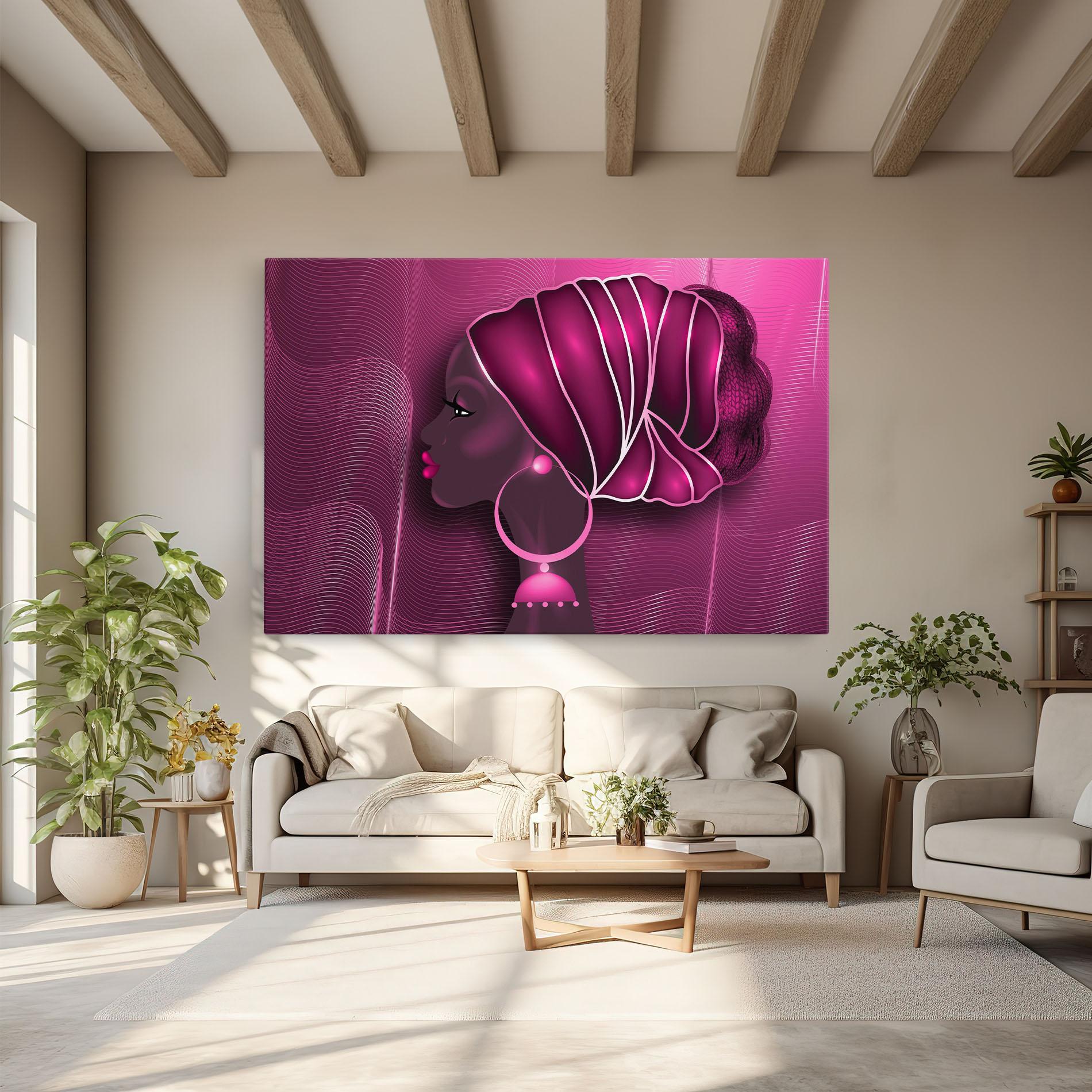 Leinwandbild African Pink Woman mockup 6