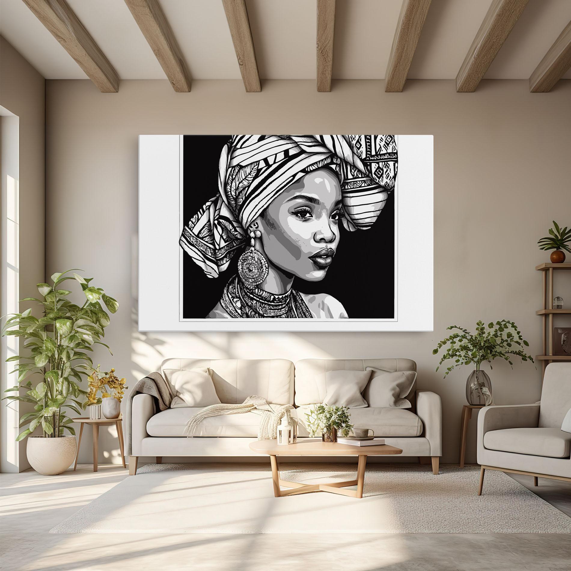 Leinwandbild Beautiful African Lady mockup 6