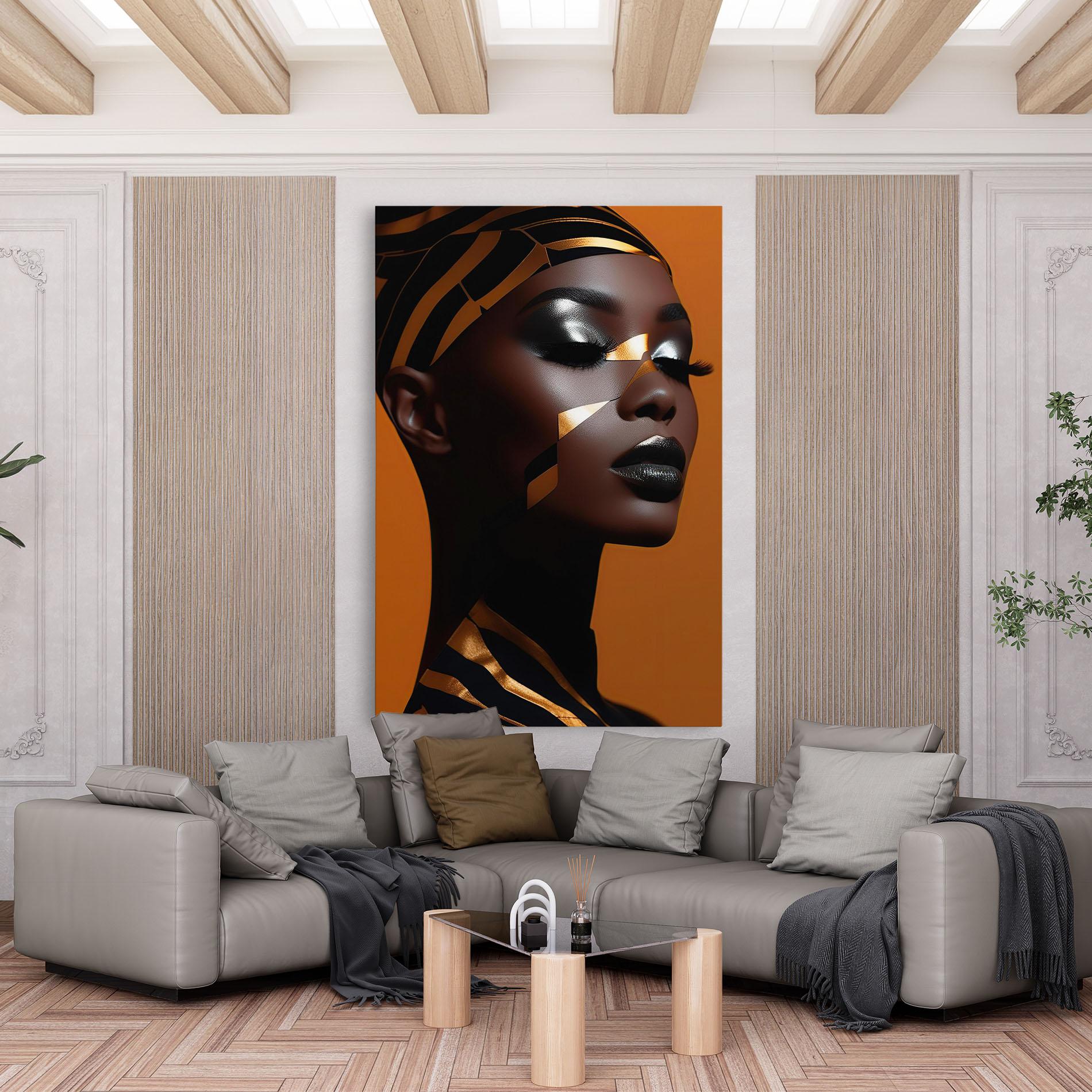 Leinwandbild African Woman On Orange mockup 6