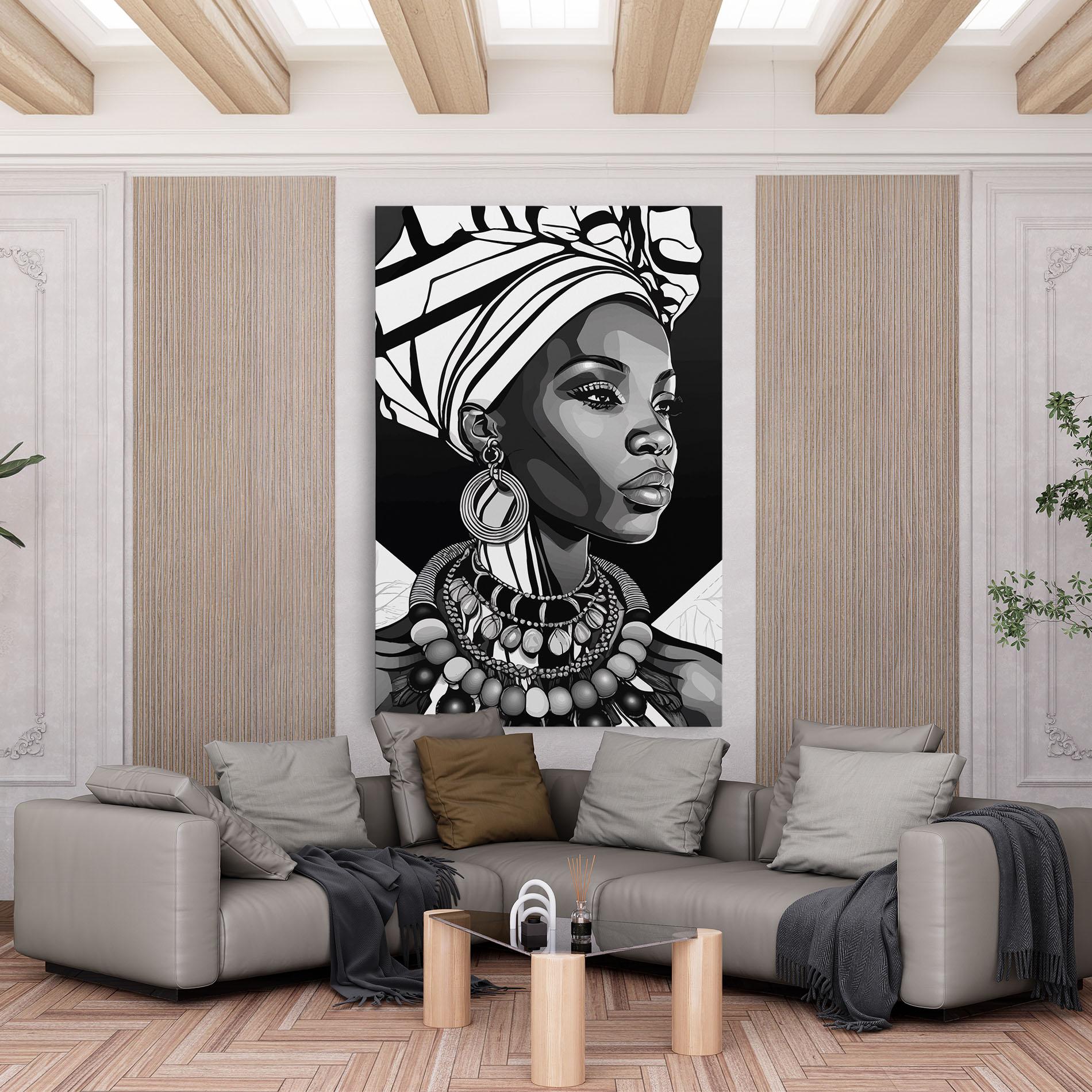 Leinwandbild Black White African mockup 6