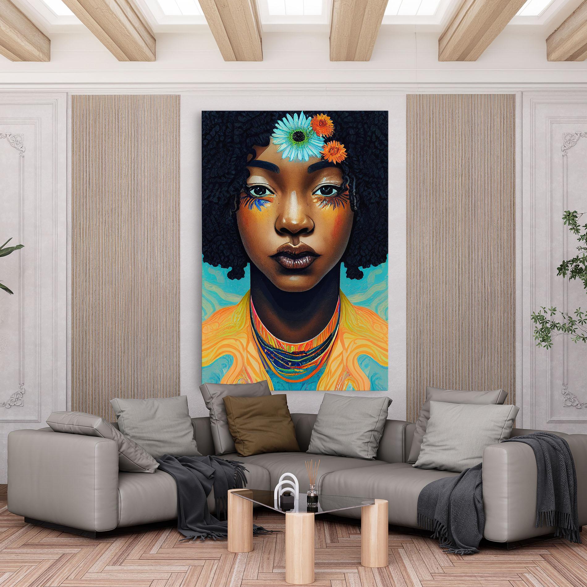 Leinwandbild Portrait With Flowers mockup 6