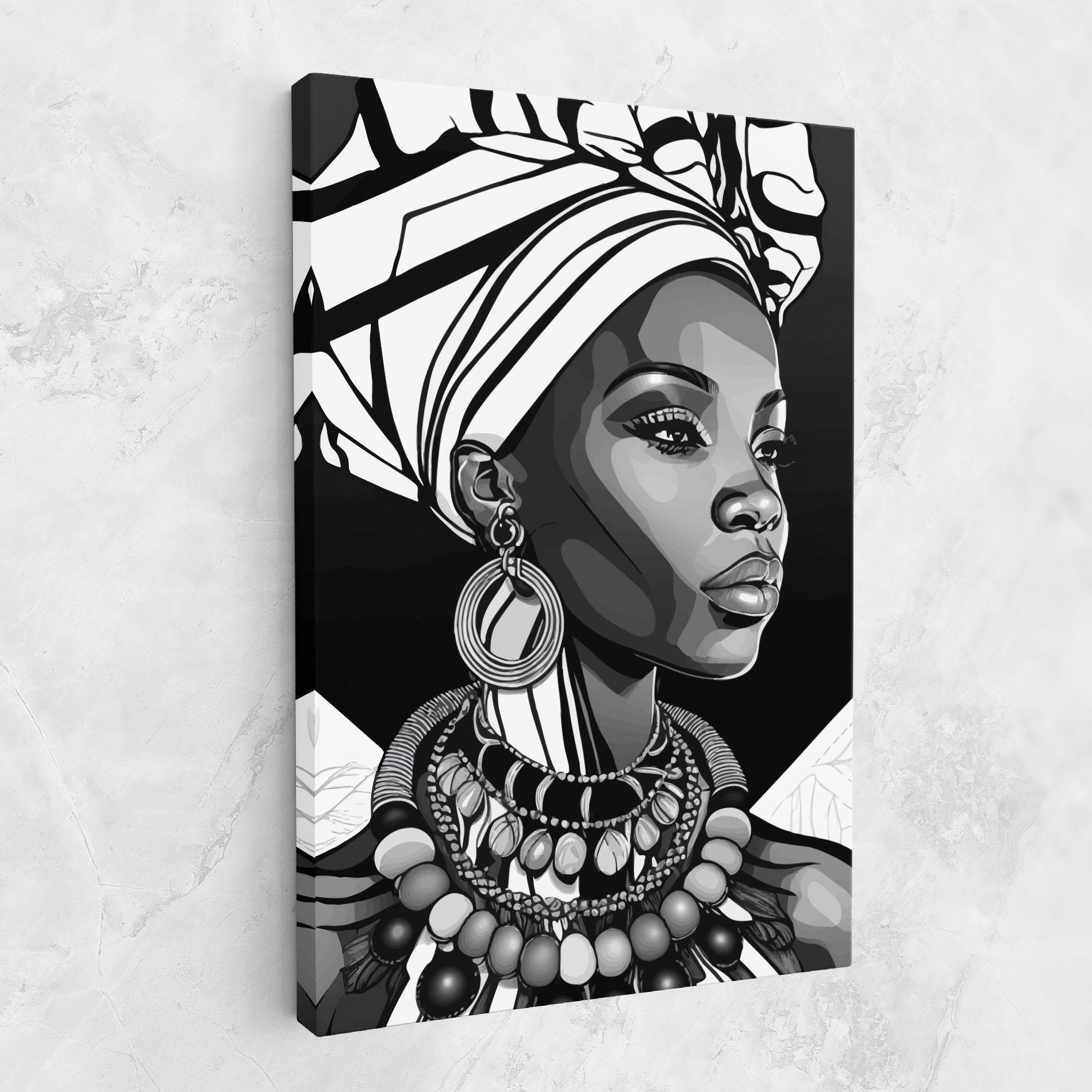 Leinwandbild Black White African mockup 1