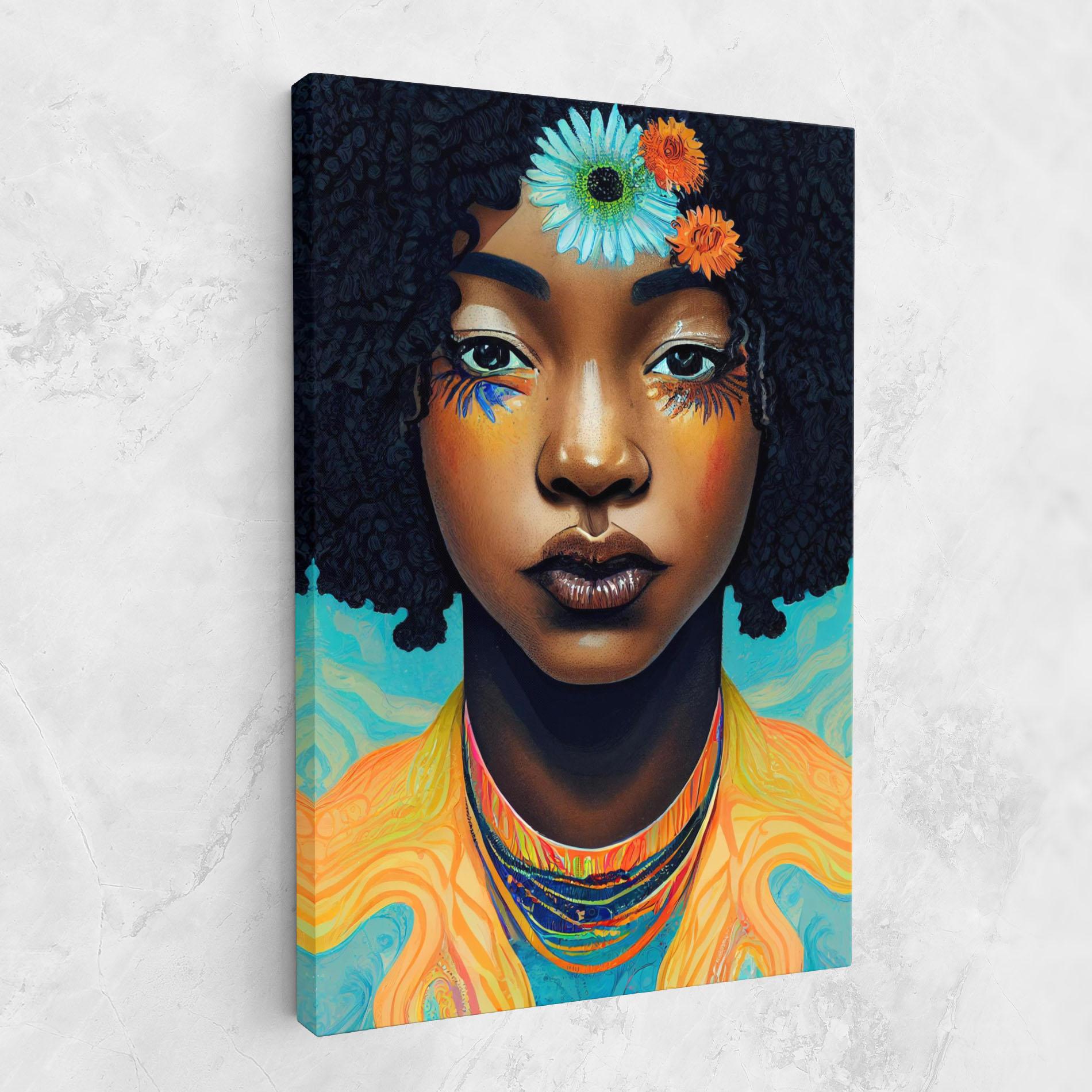 Leinwandbild Portrait With Flowers mockup 1