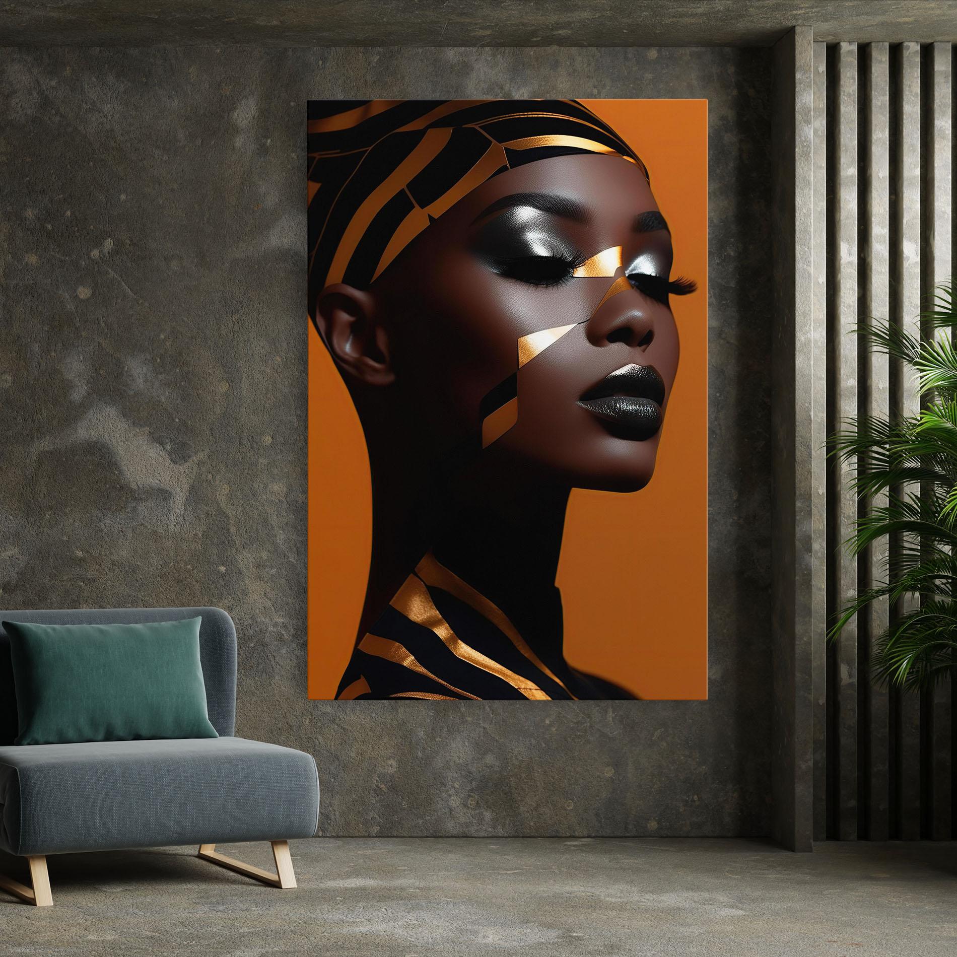 Leinwandbild African Woman On Orange mockup 7