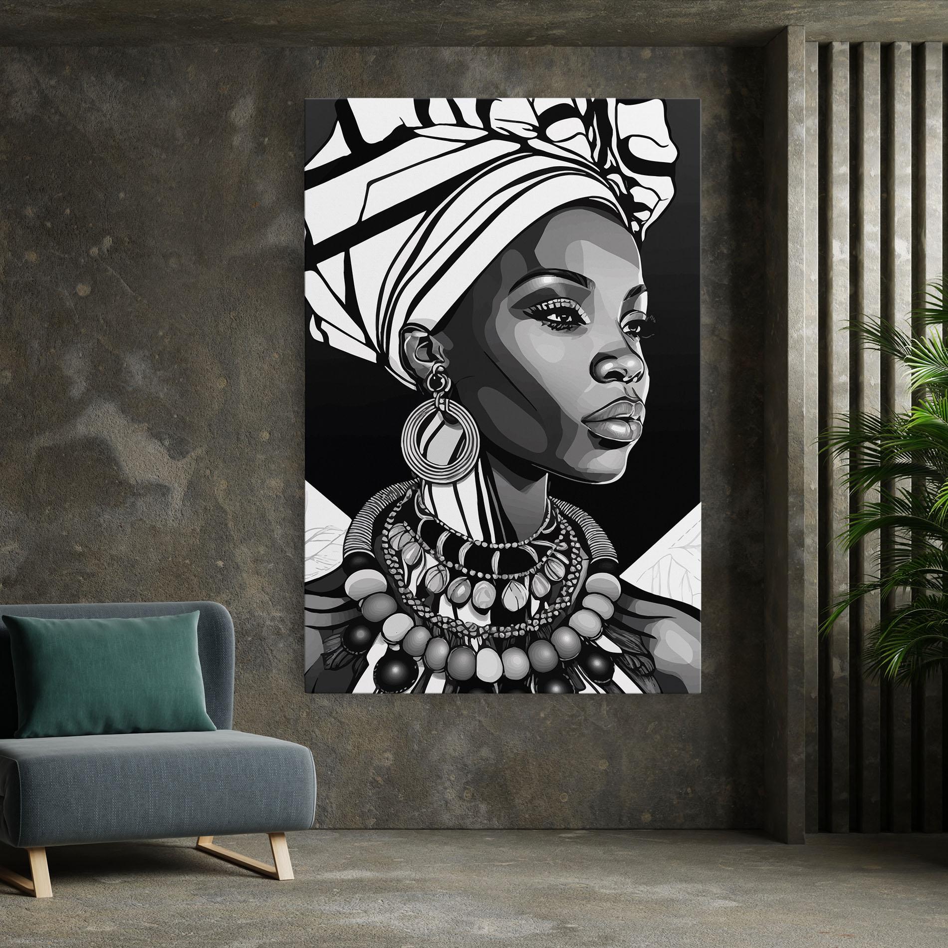 Leinwandbild Black White African mockup 7