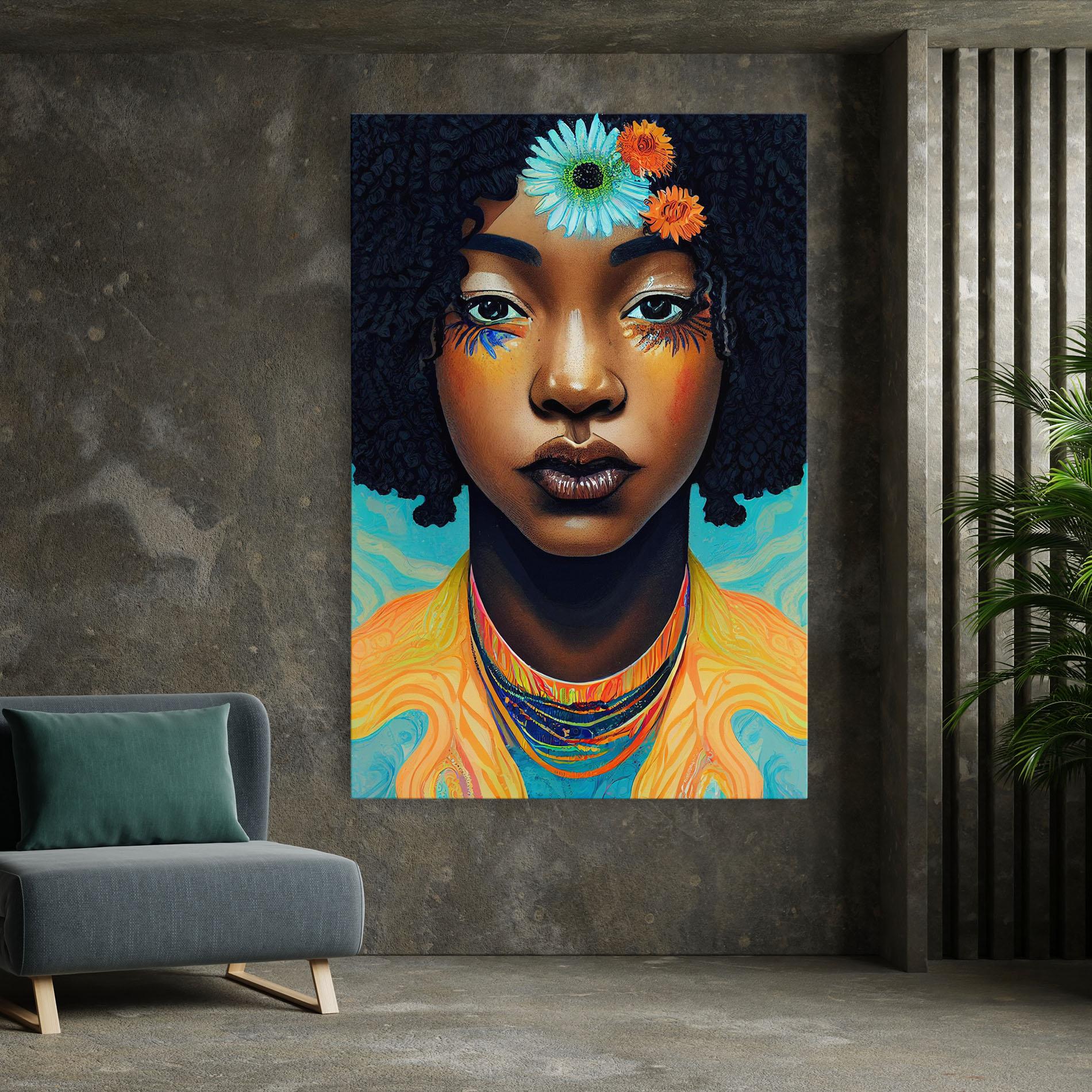 Leinwandbild Portrait With Flowers mockup 7