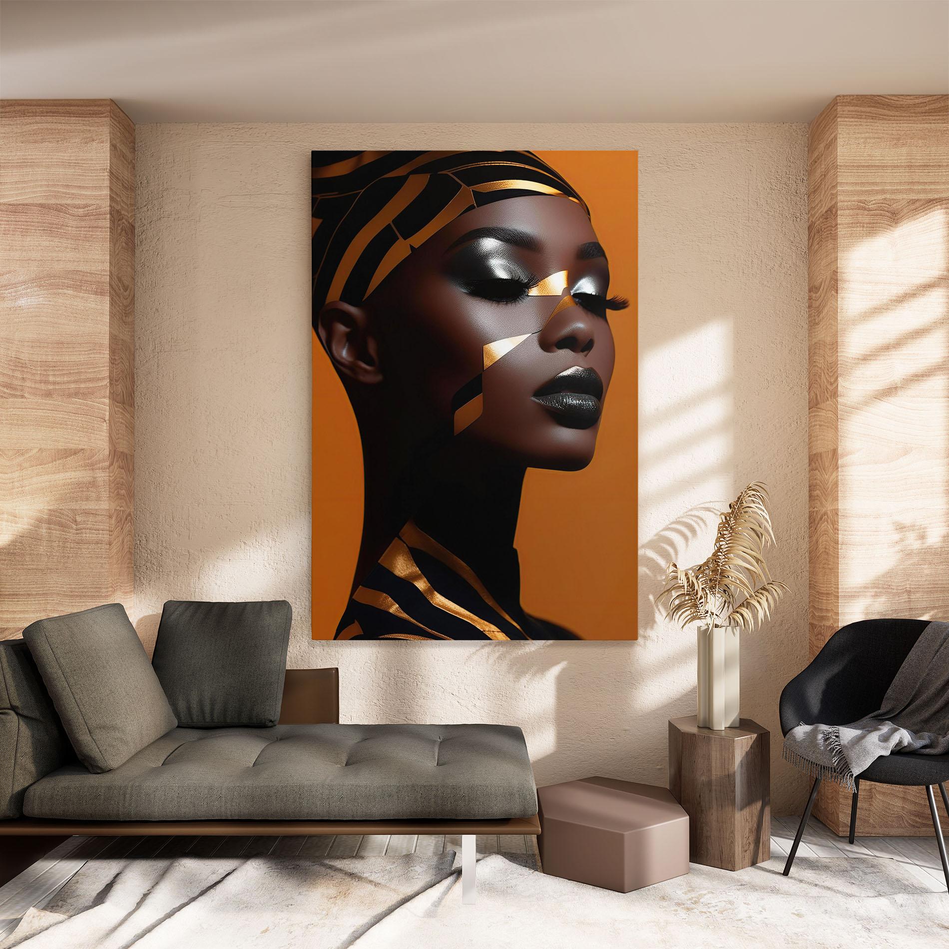 Leinwandbild African Woman On Orange mockup 8