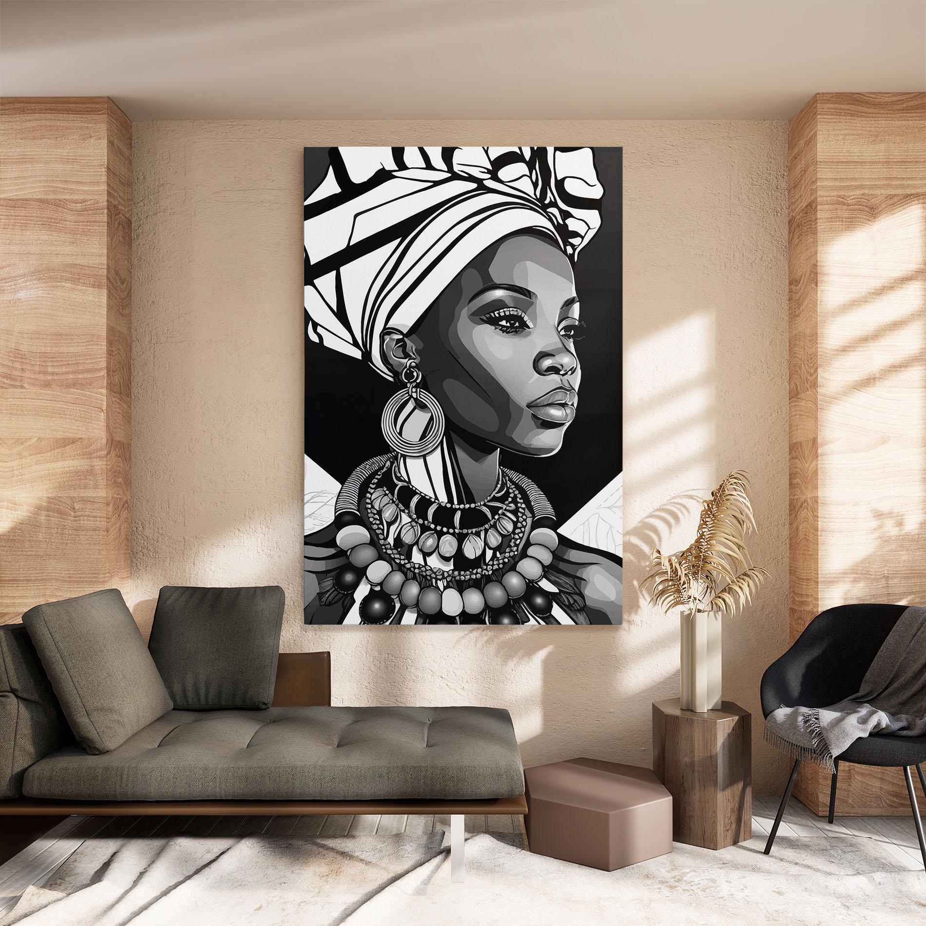 Leinwandbild Black White African mockup 8