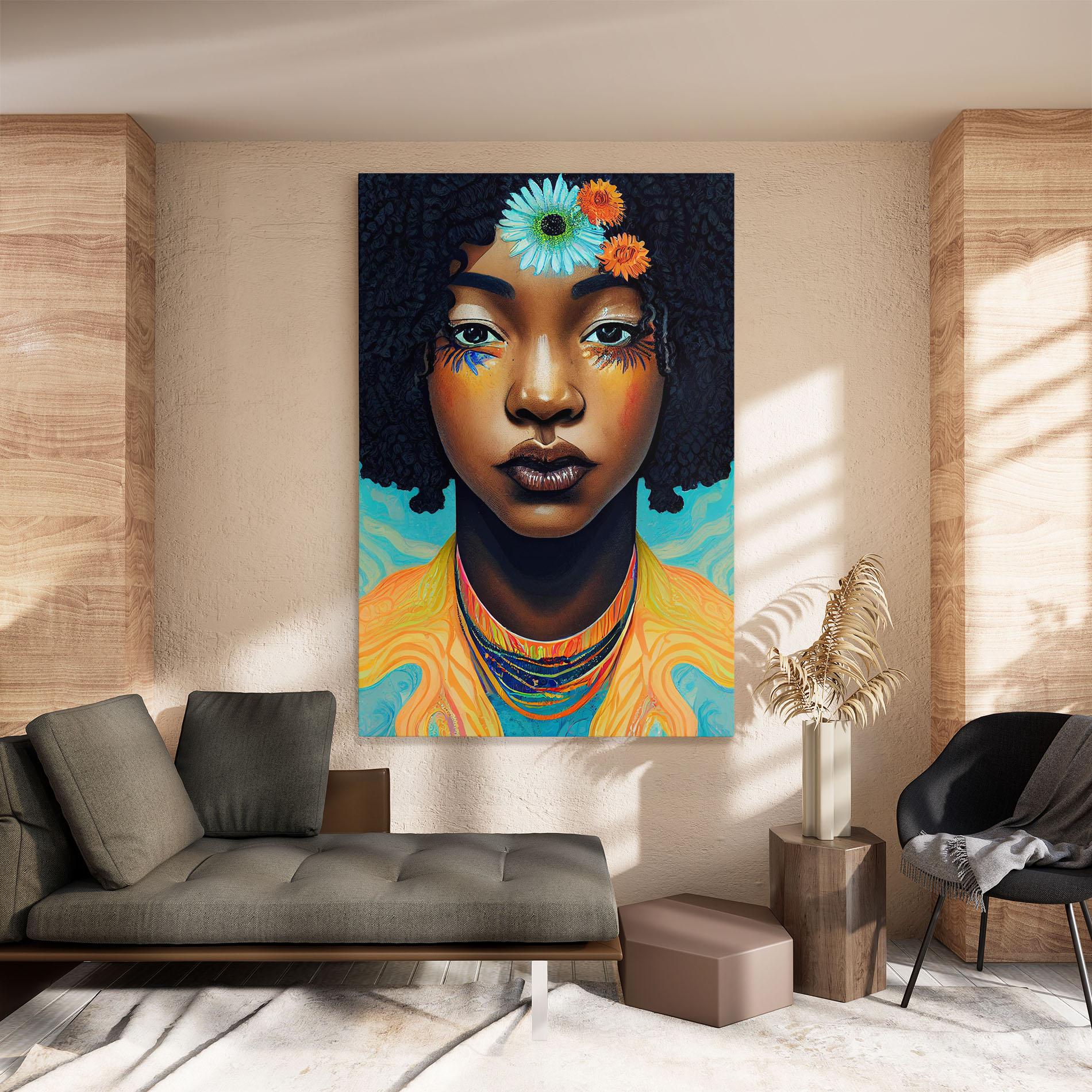 Leinwandbild Portrait With Flowers mockup 8