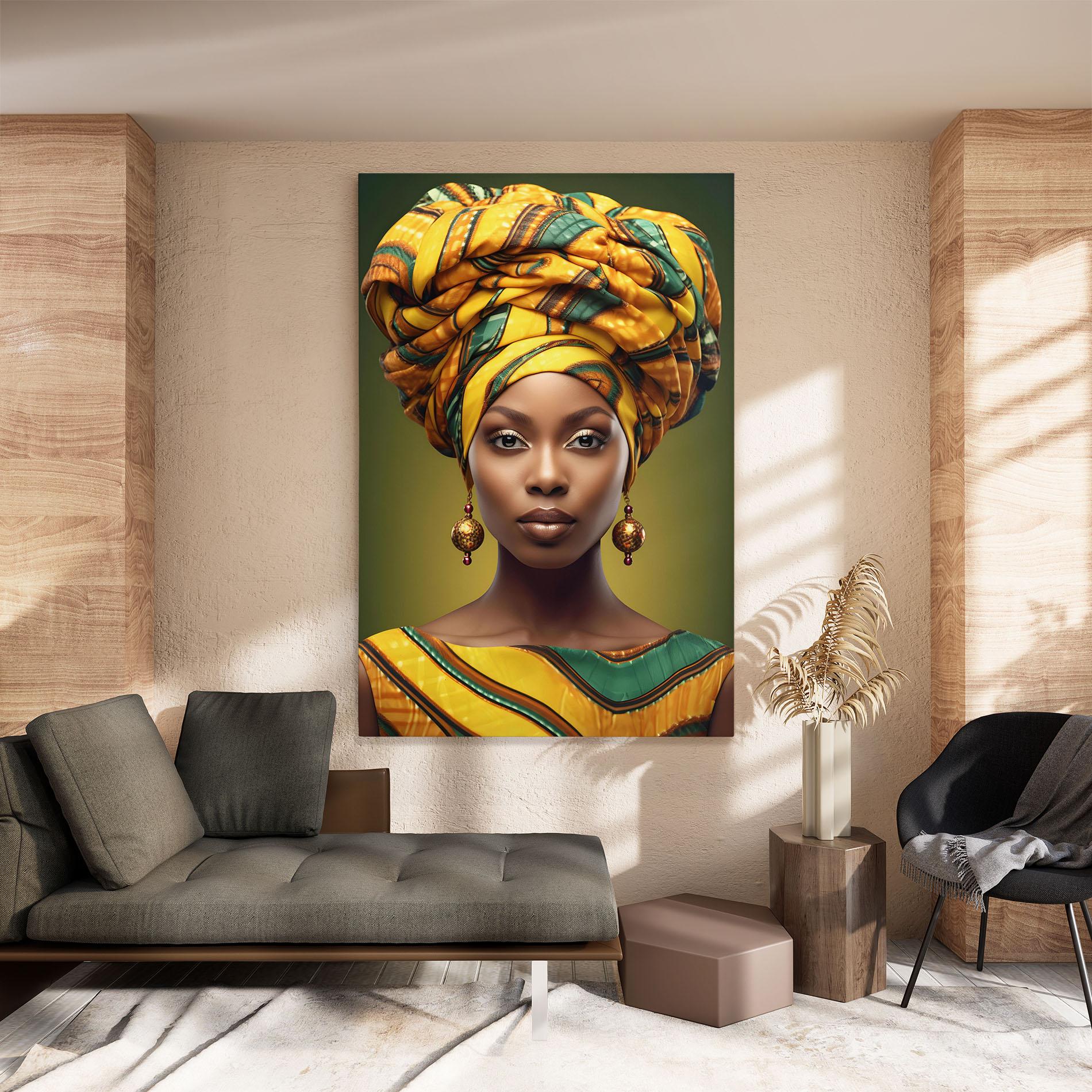 Leinwandbild Yellow Scarf Woman mockup 8