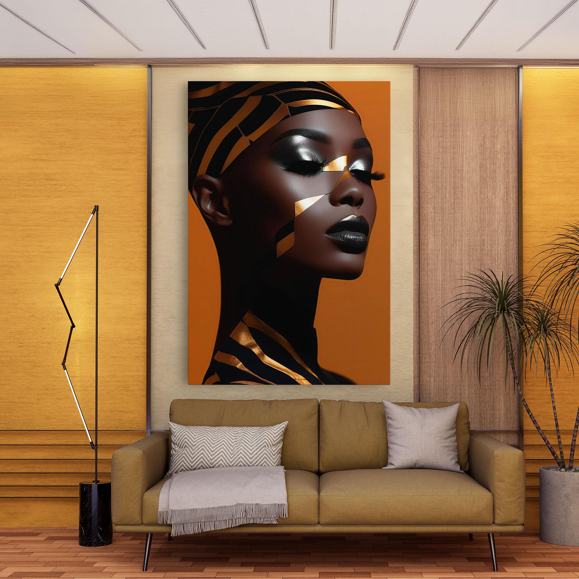 Leinwandbild African Woman On Orange mockup 9