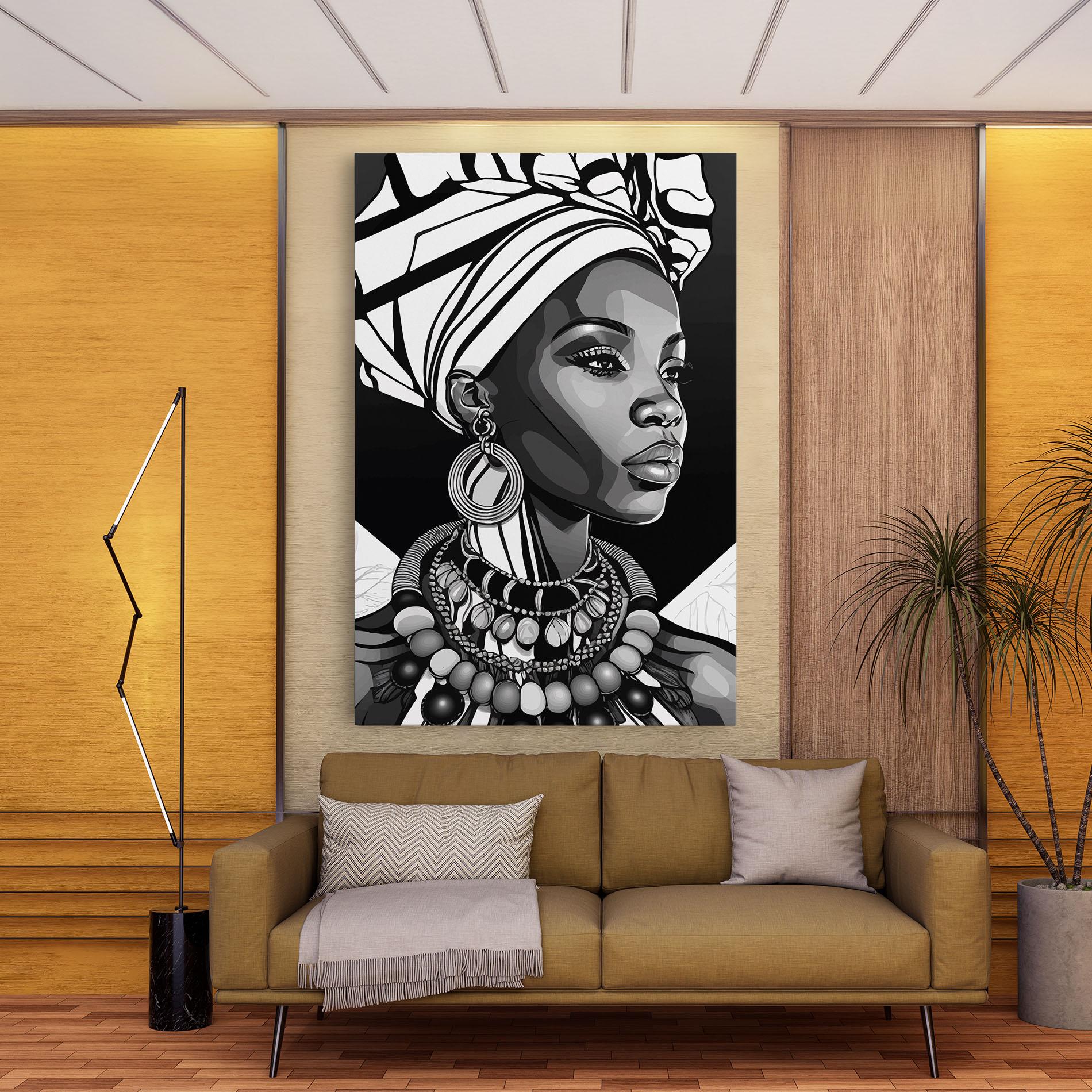 Leinwandbild Black White African mockup 9