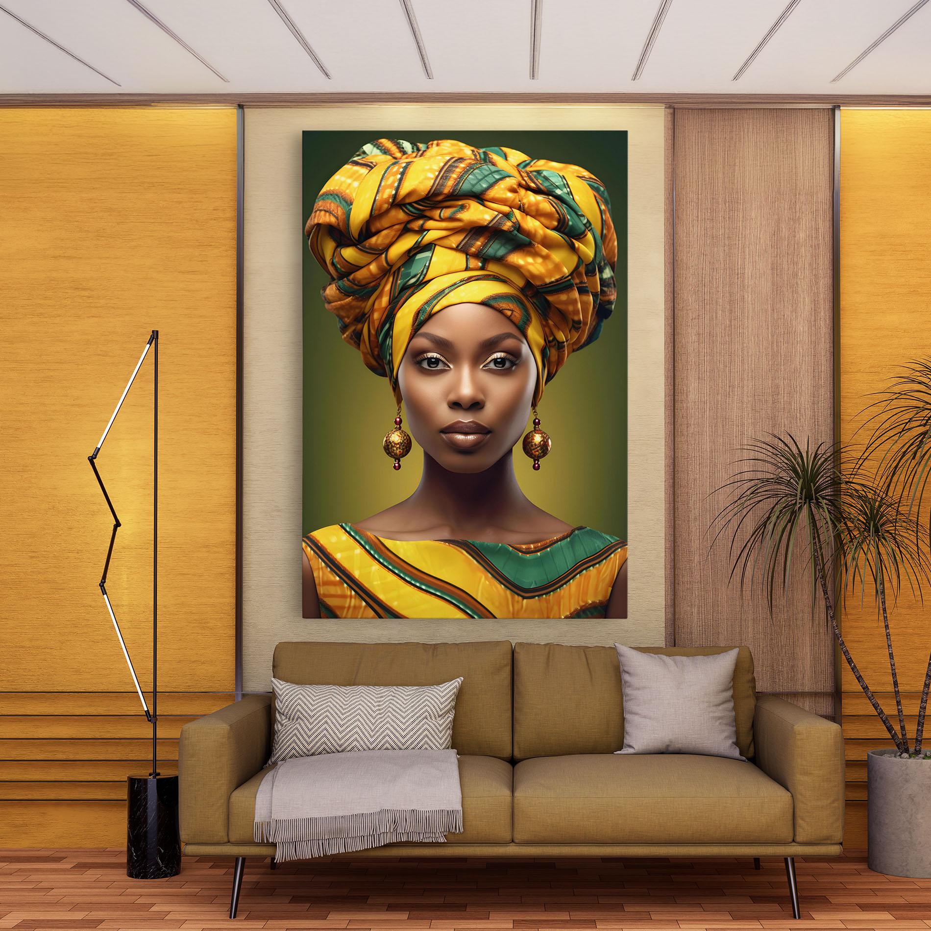 Leinwandbild Yellow Scarf Woman mockup 9