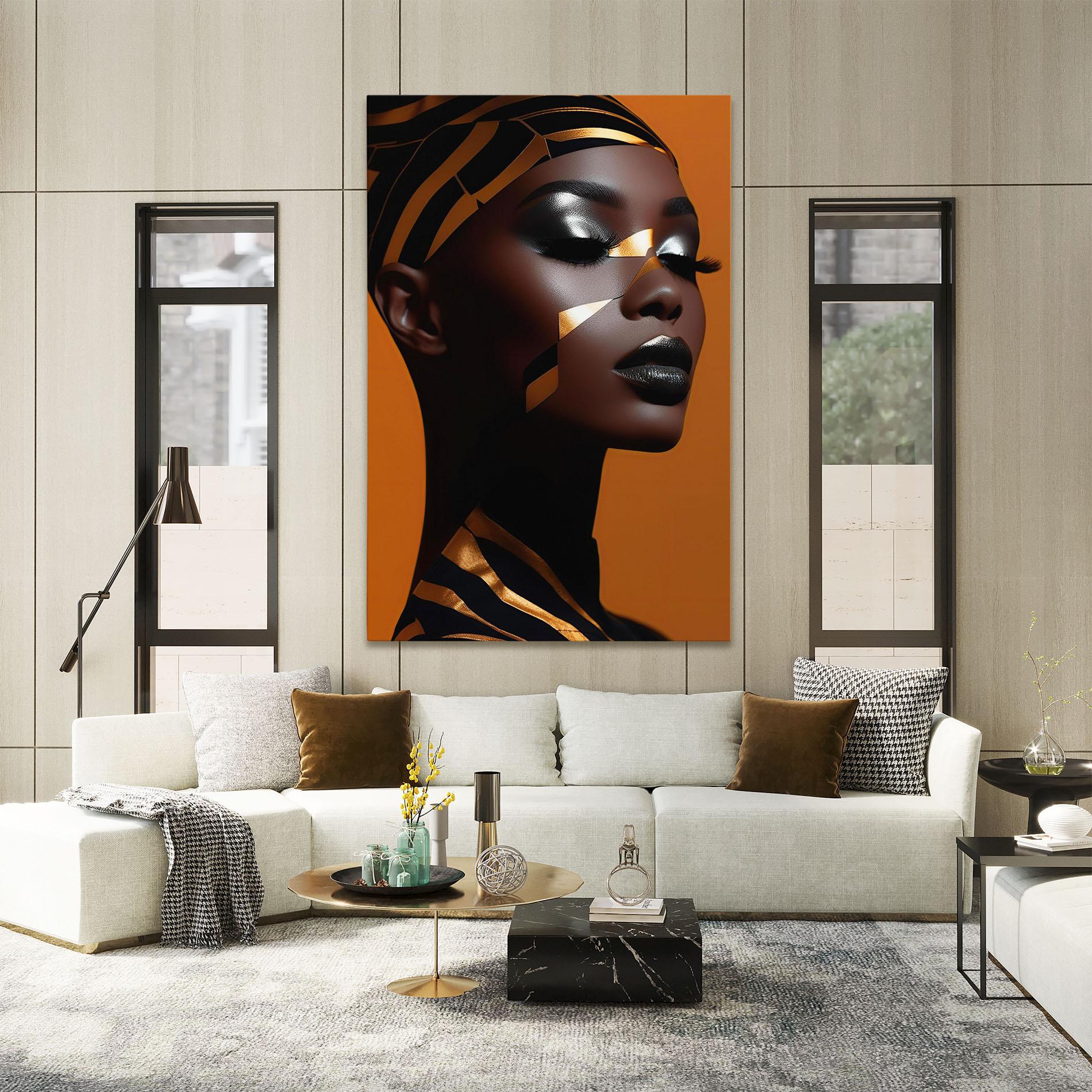 Leinwandbild African Woman On Orange mockup 2