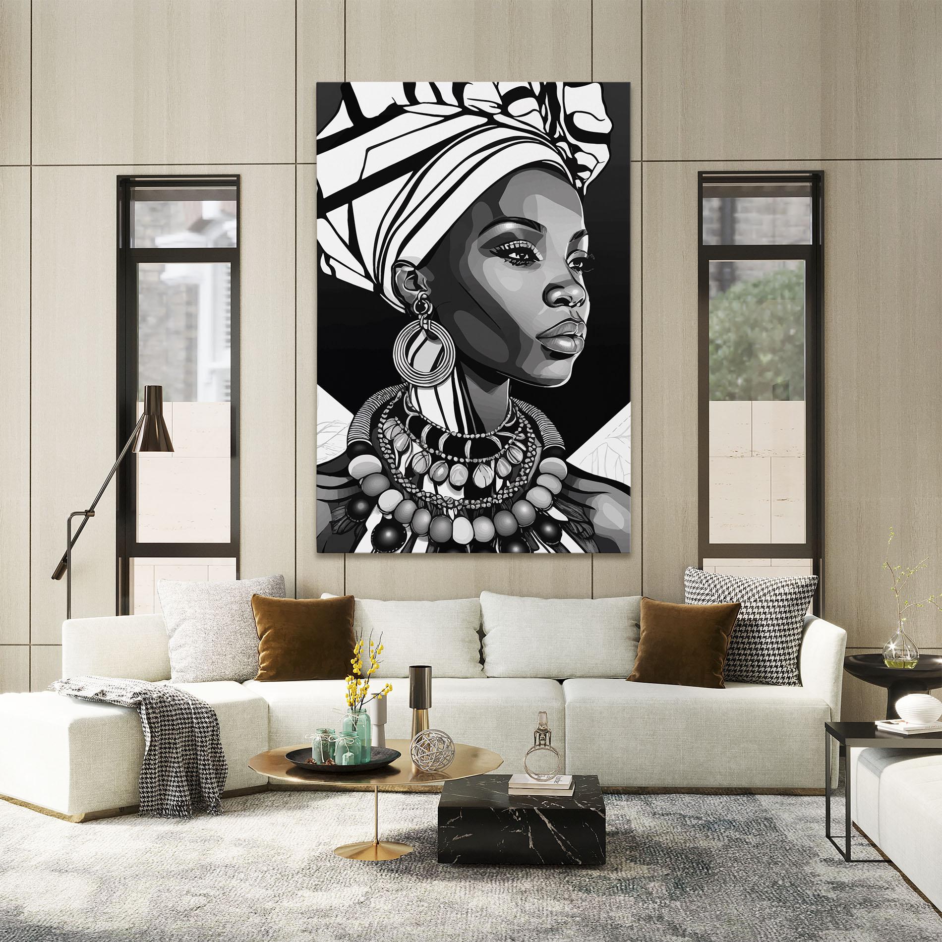 Leinwandbild Black White African mockup 2
